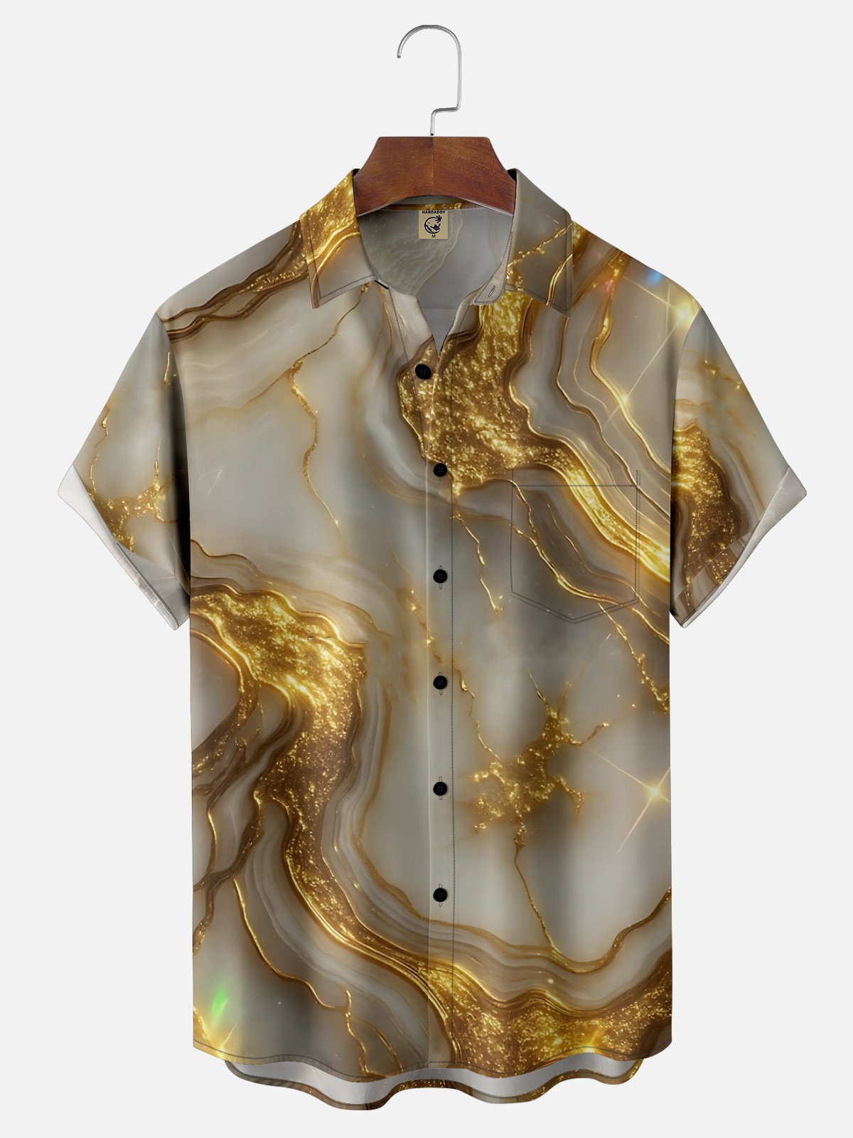 Moisture Wicking Abstract Gradient Geometric Chest Pocket Holiday Shirt