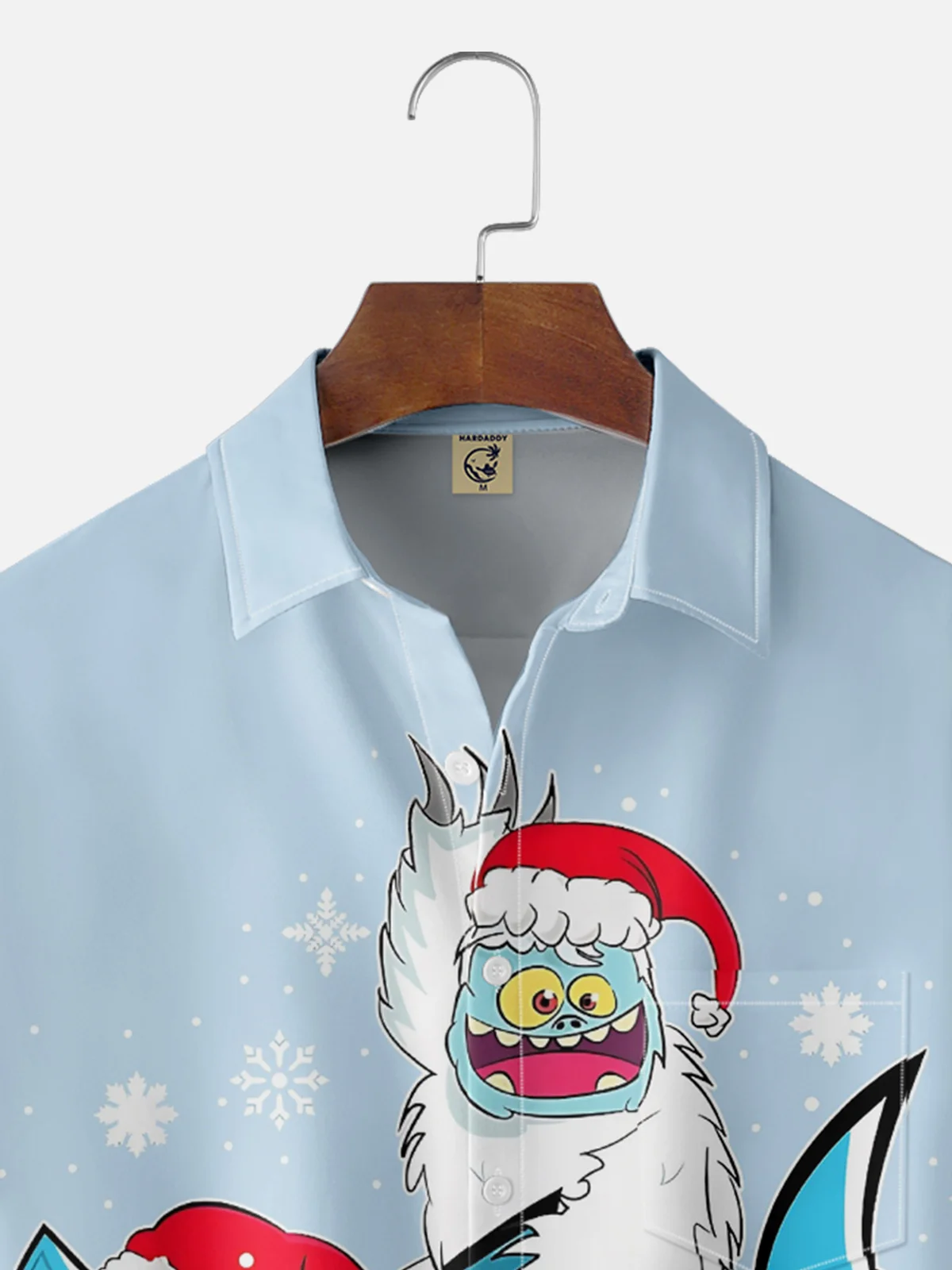 Moisture-Wicking Christmas Snowman Shark Chest Pocket Hawaiian Shirt