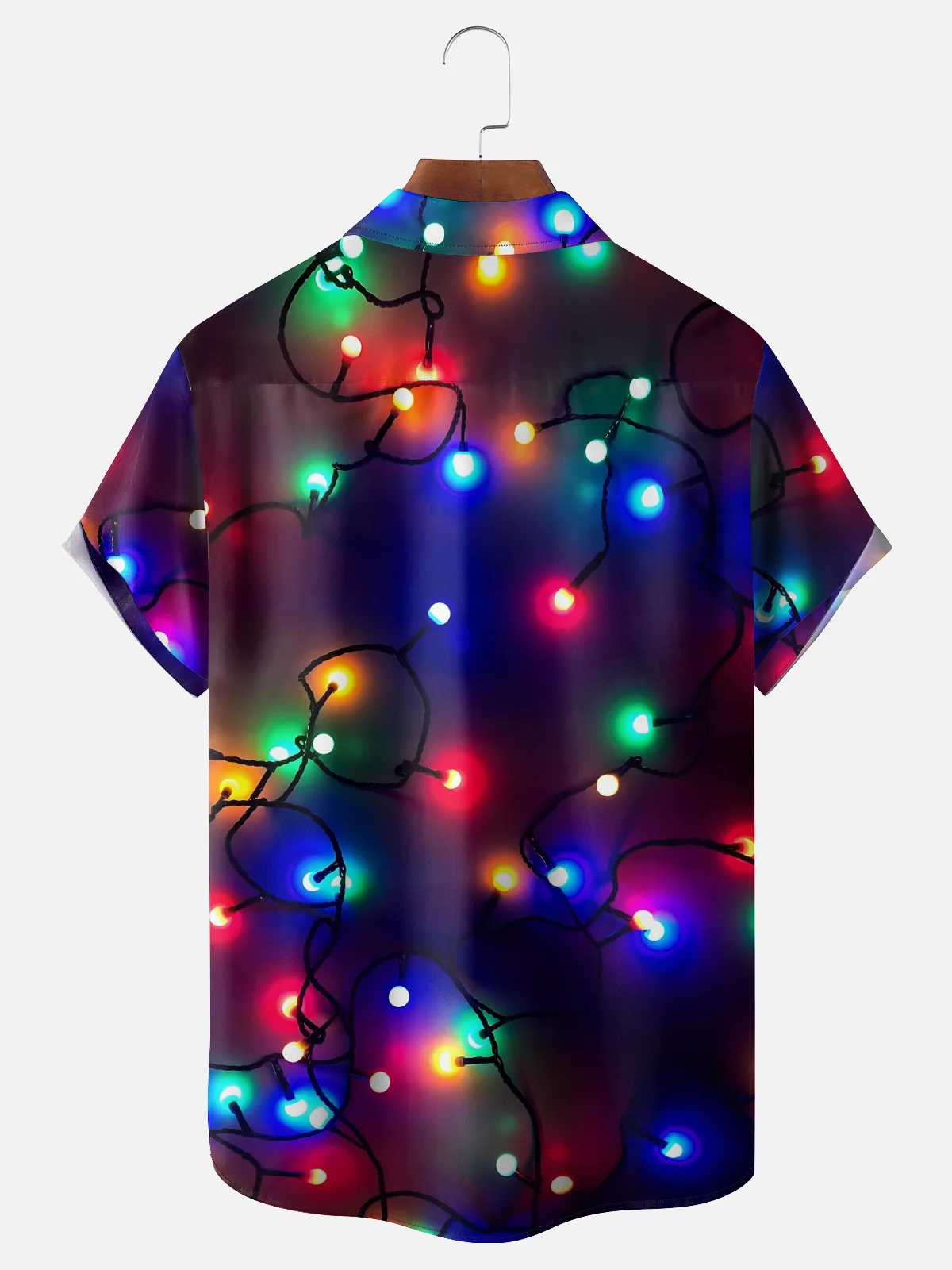 Moisture-Wicking Santa Claus Fishing Fairy Lights Chest Pocket Hawaiian Shirt