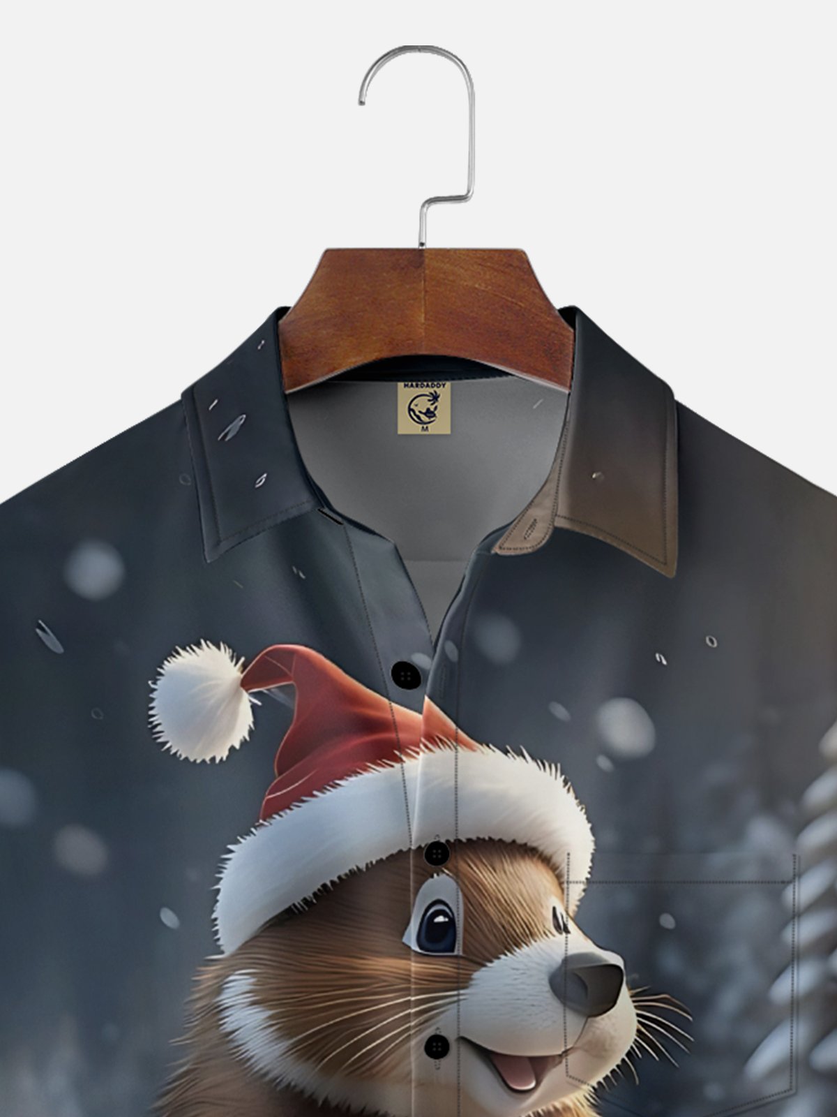 Moisture-Wicking Snowmobile Groundhog Chest Pocket Hawaiian Shirt