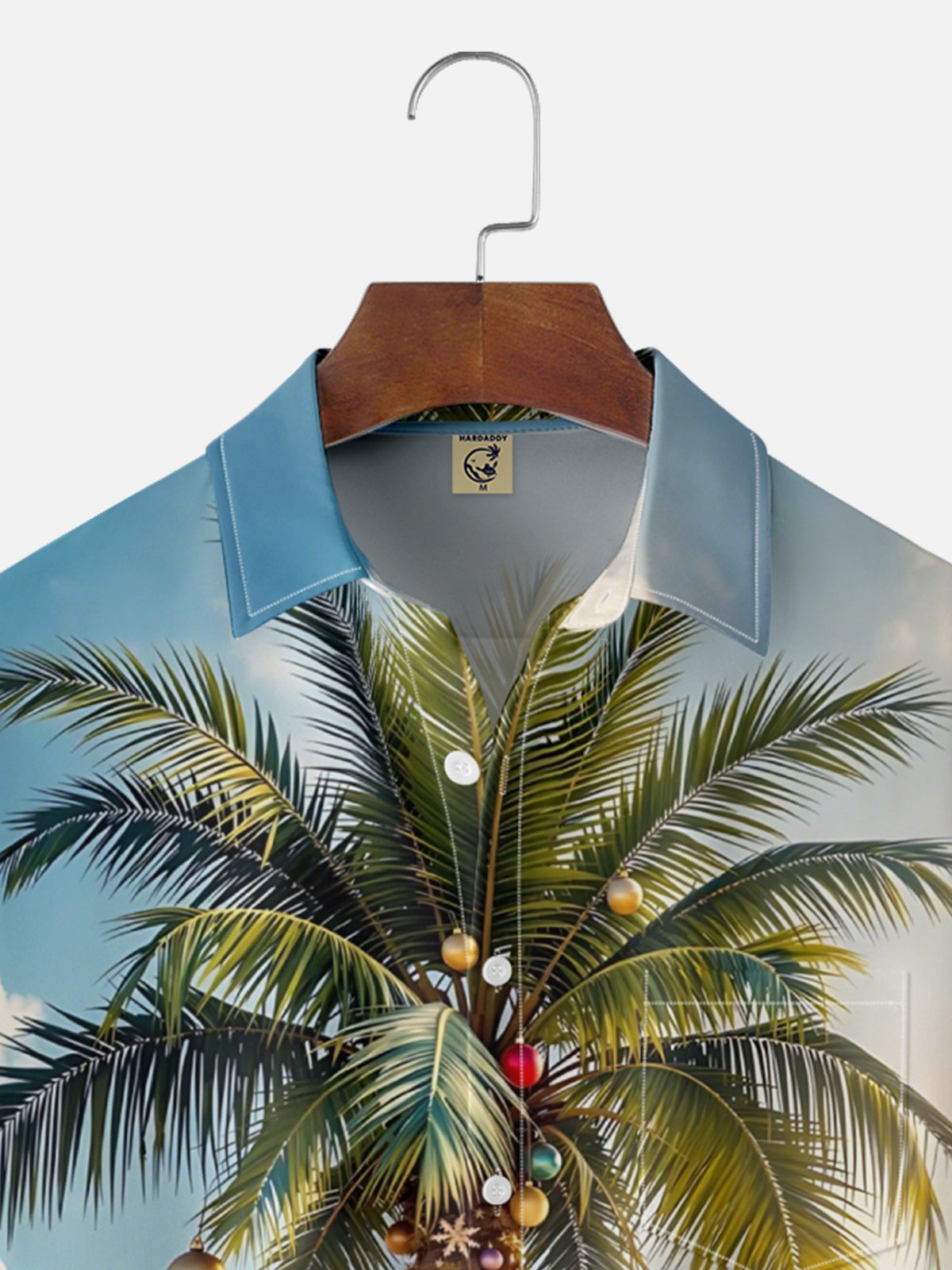 Moisture-Wicking Beach Christmas Tree Chest Pocket Hawaiian Shirt