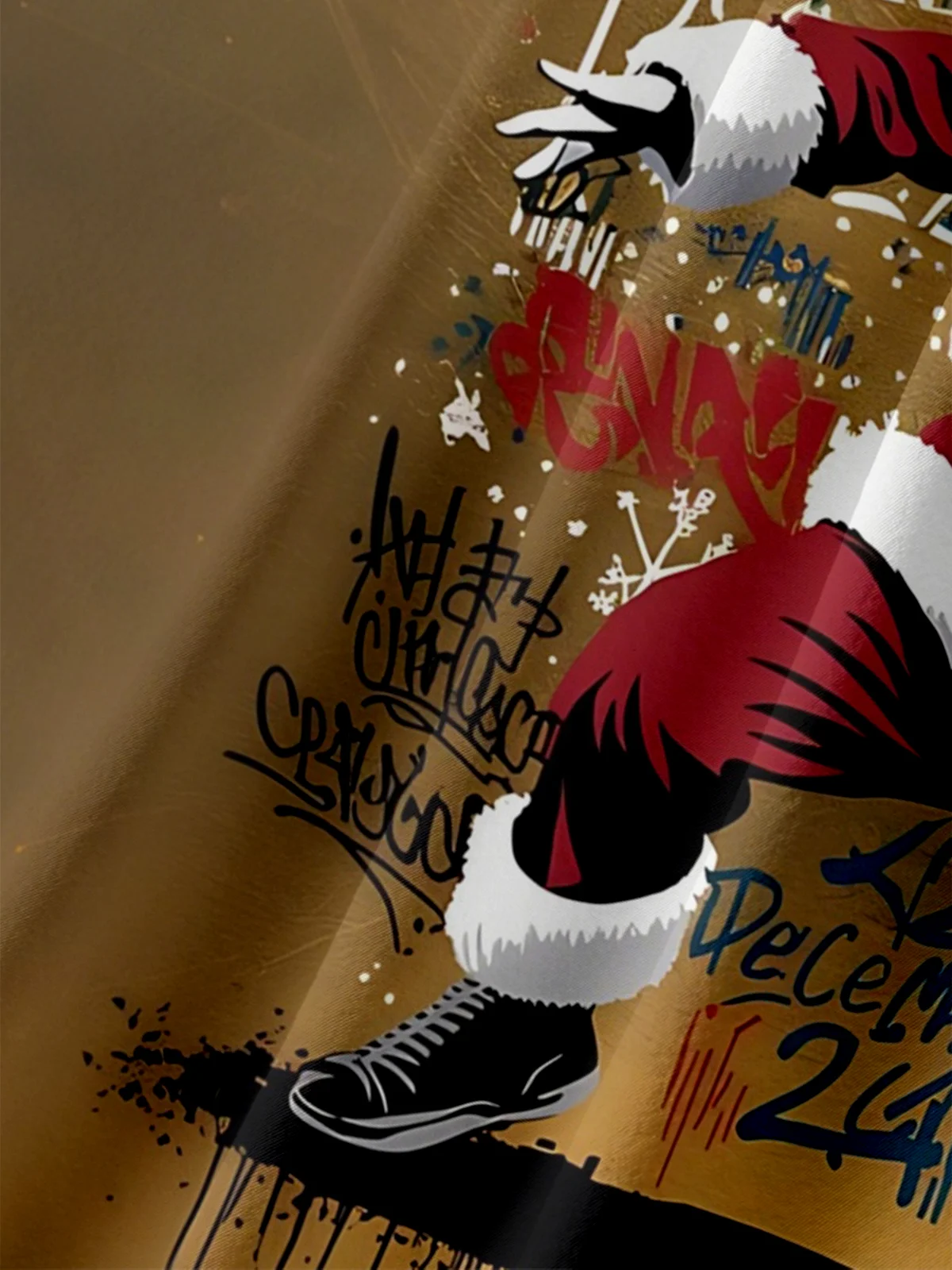 Moisture-Wicking Hip Hop Santa Claus Chest Pocket Hawaiian Shirt