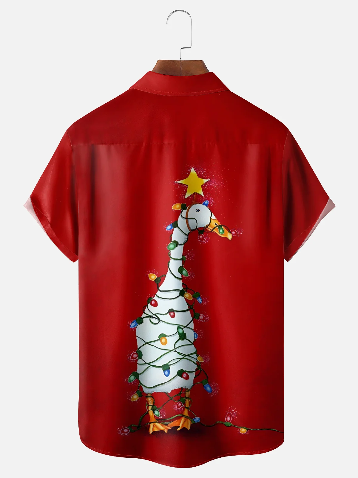 Moisture-Wicking Christmas Lights Duck Chest Pocket Hawaiian Shirt