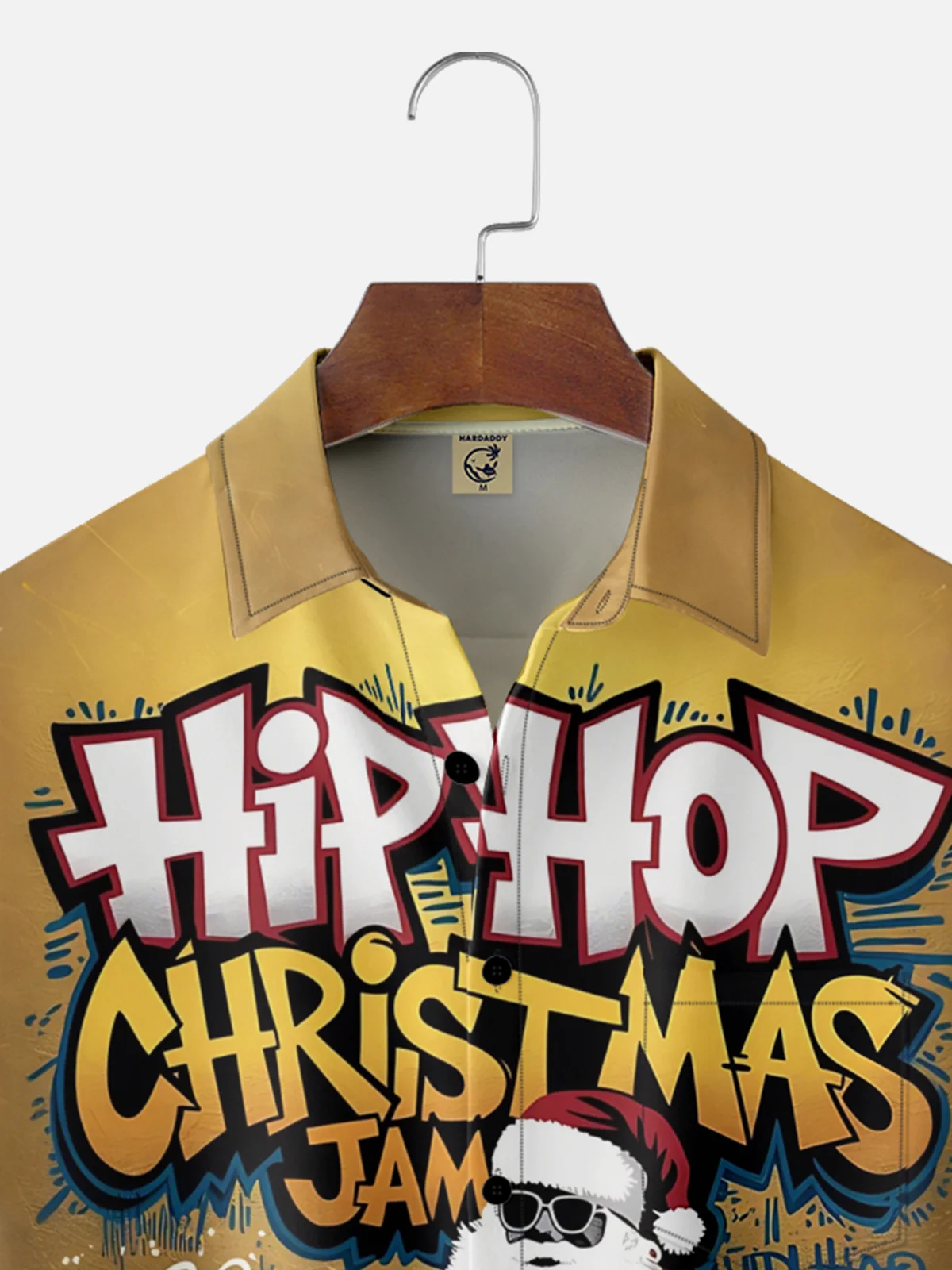 Moisture-Wicking Hip Hop Santa Claus Chest Pocket Hawaiian Shirt