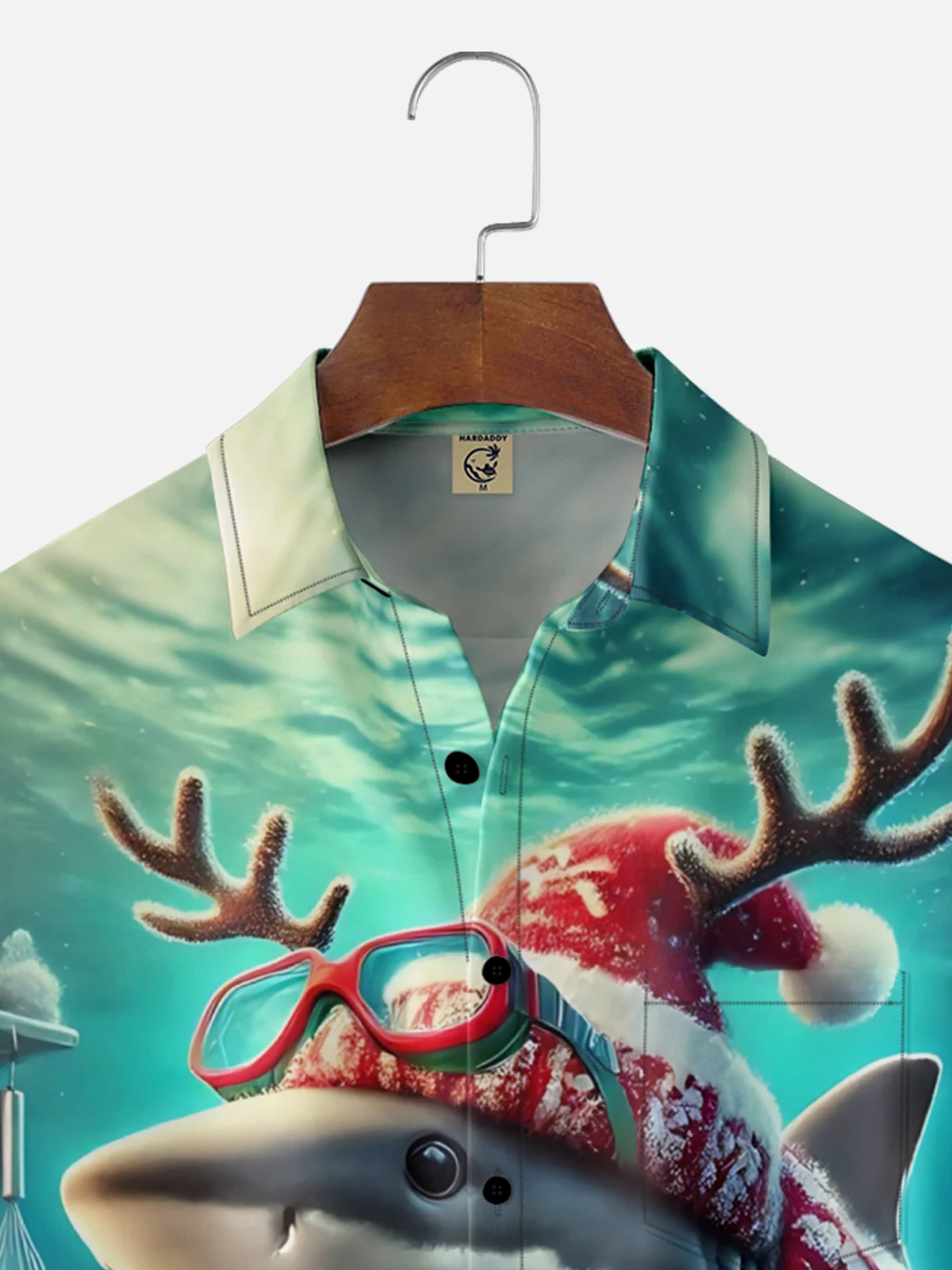 Moisture-Wicking Christmas Shark Chest Pocket Hawaiian Shirt