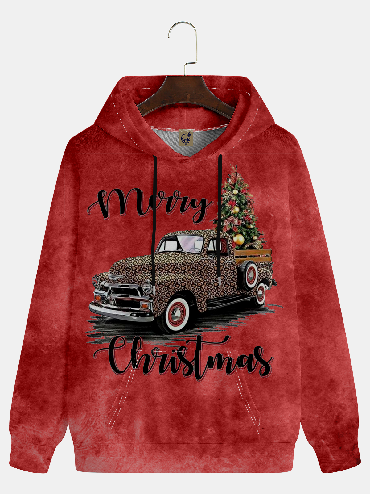 Christmas Leopard Pickup Truck Hoodie Sweatshirt