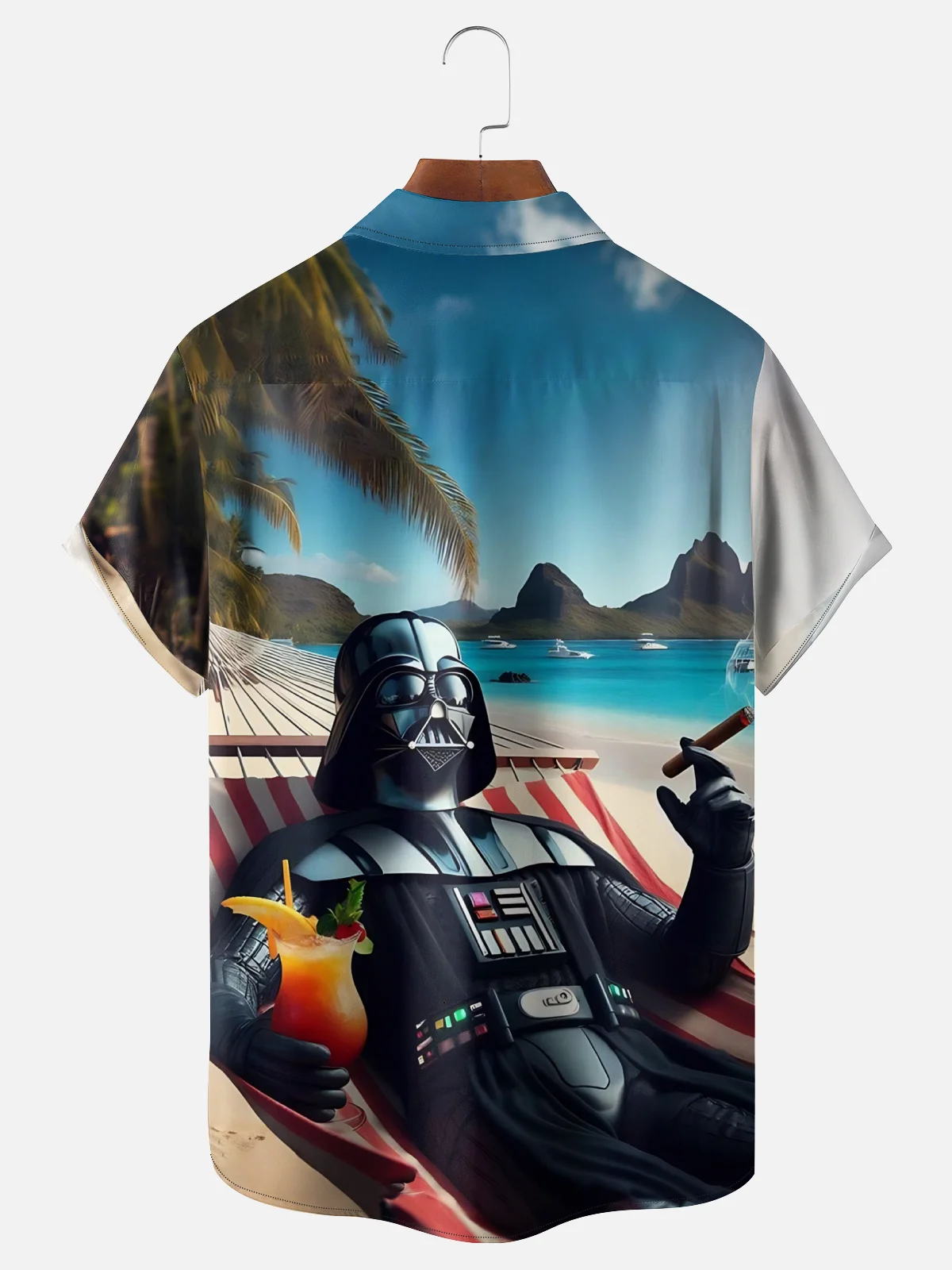 Moisture Wicking Vacation Star Warrior Chest Pocket Hawaiian Shirt