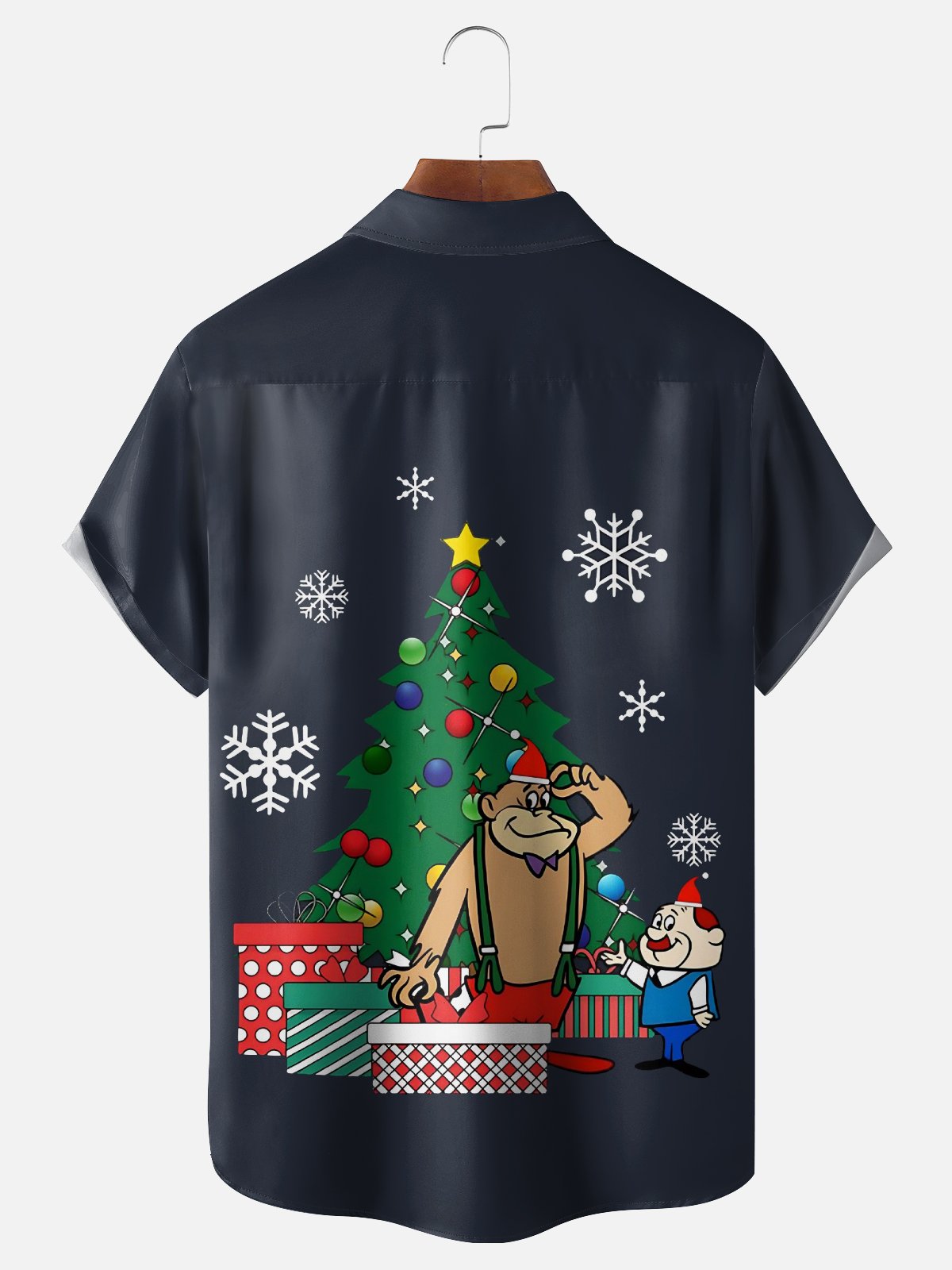 Moisture Wicking Christmas Gorilla Chest Pocket Hawaiian Shirt