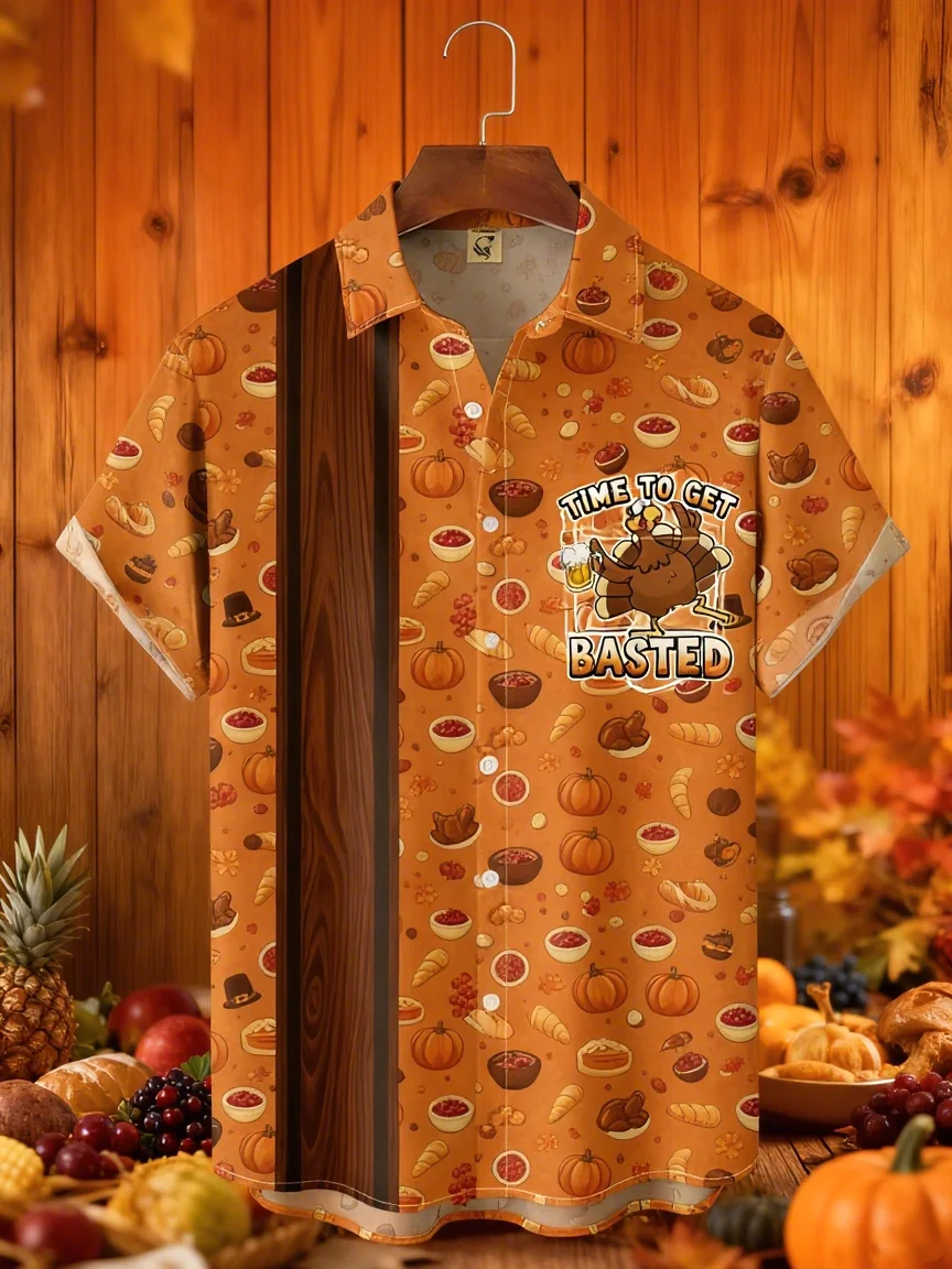Moisture-wicking Thanksgiving Turkey Time to get Basted Chest Pocket Casual Shirt
