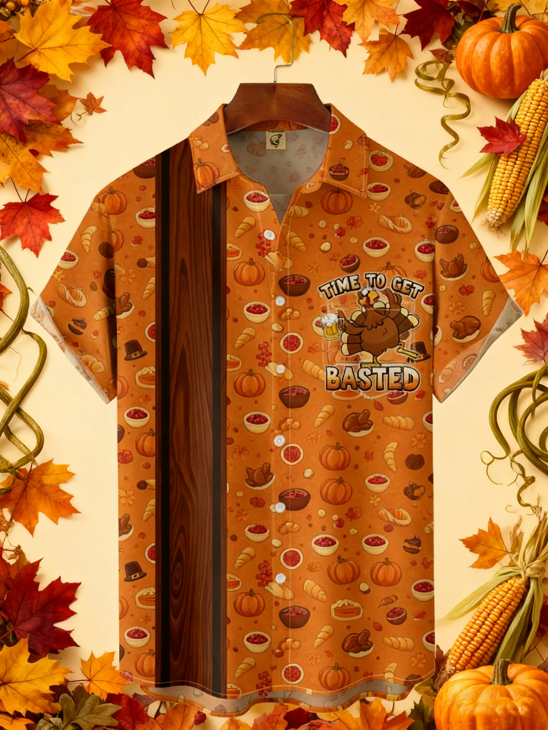 Moisture-wicking Thanksgiving Turkey Time to get Basted Chest Pocket Casual Shirt