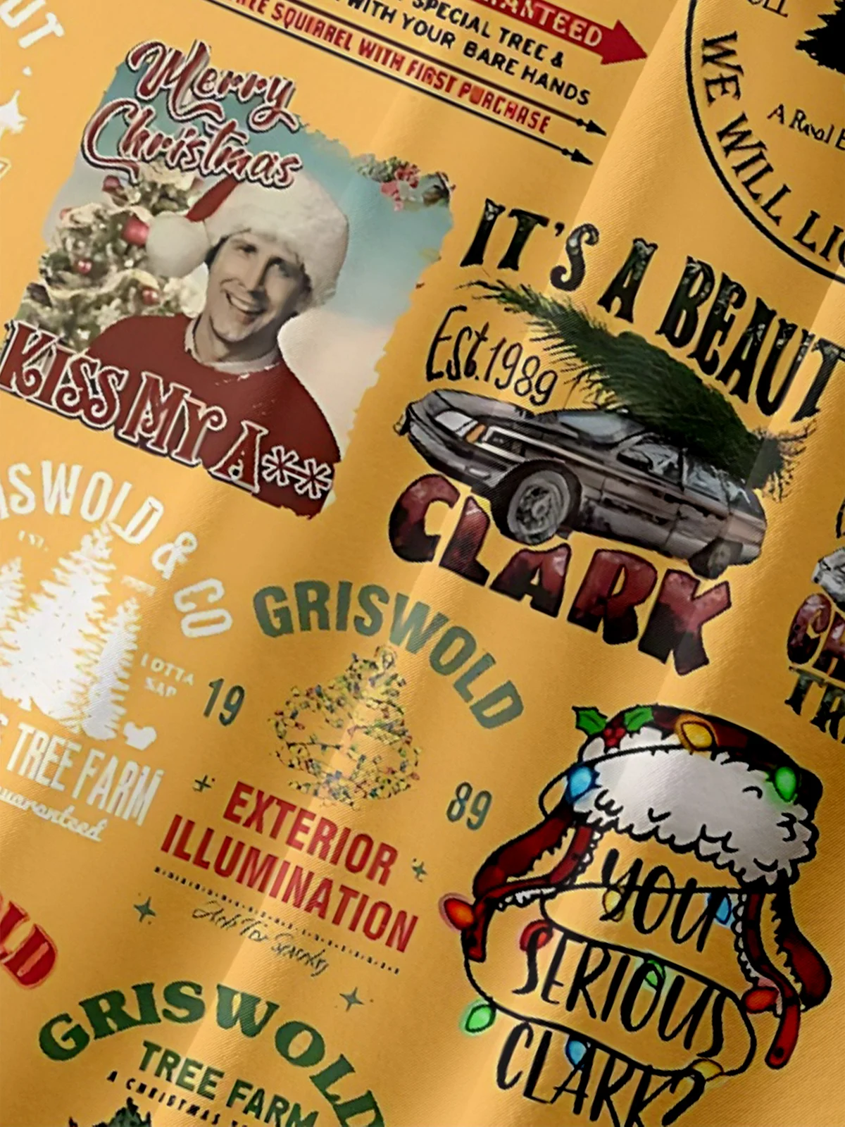 Moisture Wicking Christmas Griswold Chest Pocket Hawaiian Shirt