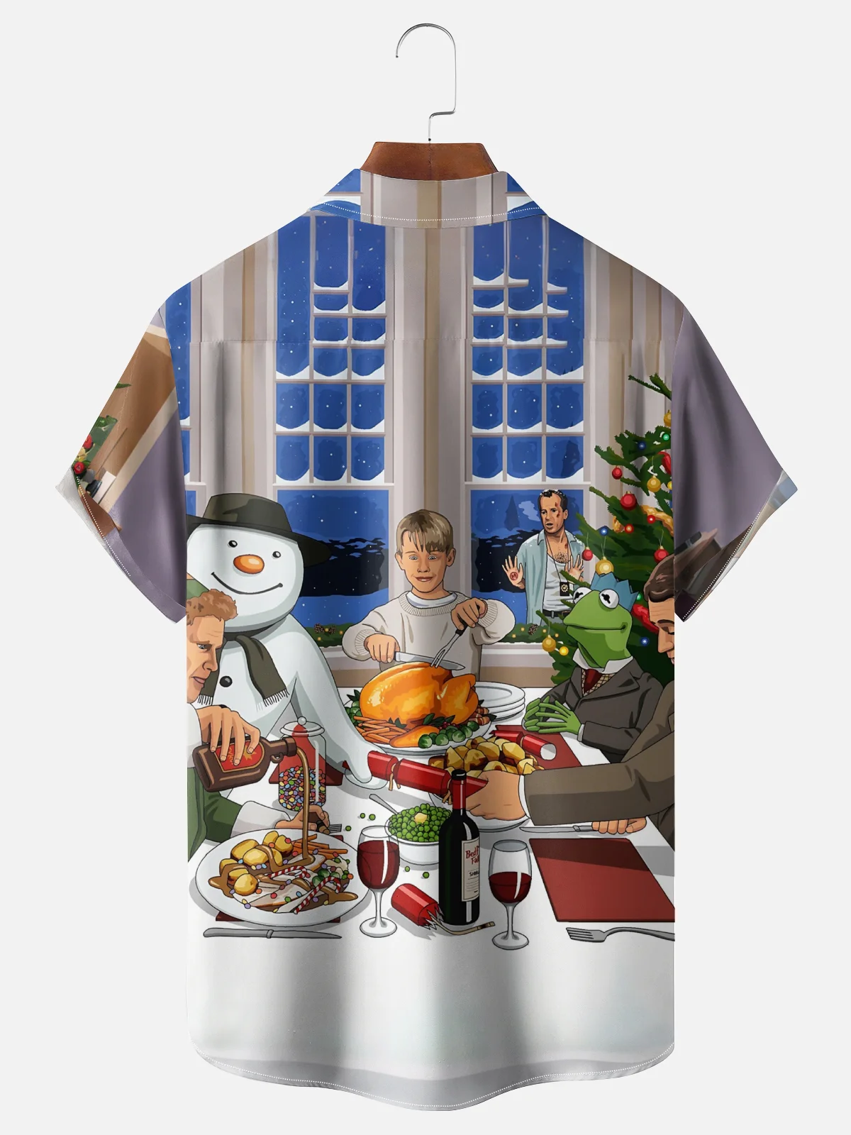 Moisture Wicking A Humorous Christmas Party Dress Die Hard Chest Pocket Hawaiian Shirt.