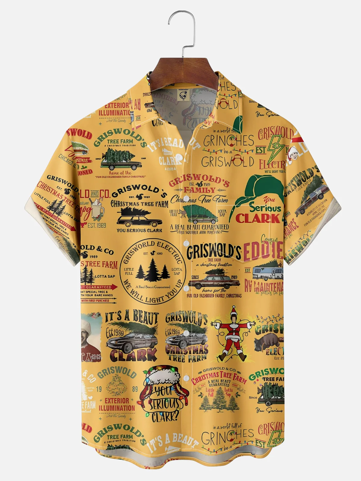Moisture Wicking Christmas Griswold Chest Pocket Hawaiian Shirt