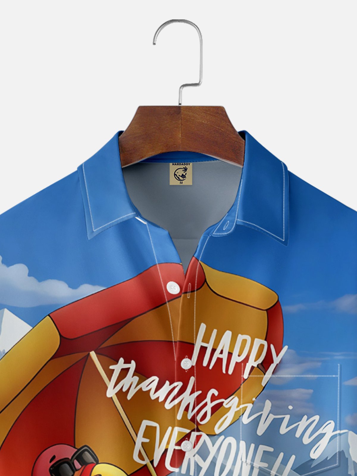 Moisture Wicking Thanksgiving Fun Outdoor Vacation Turkey Chest Pocket Hawaiian Shirt