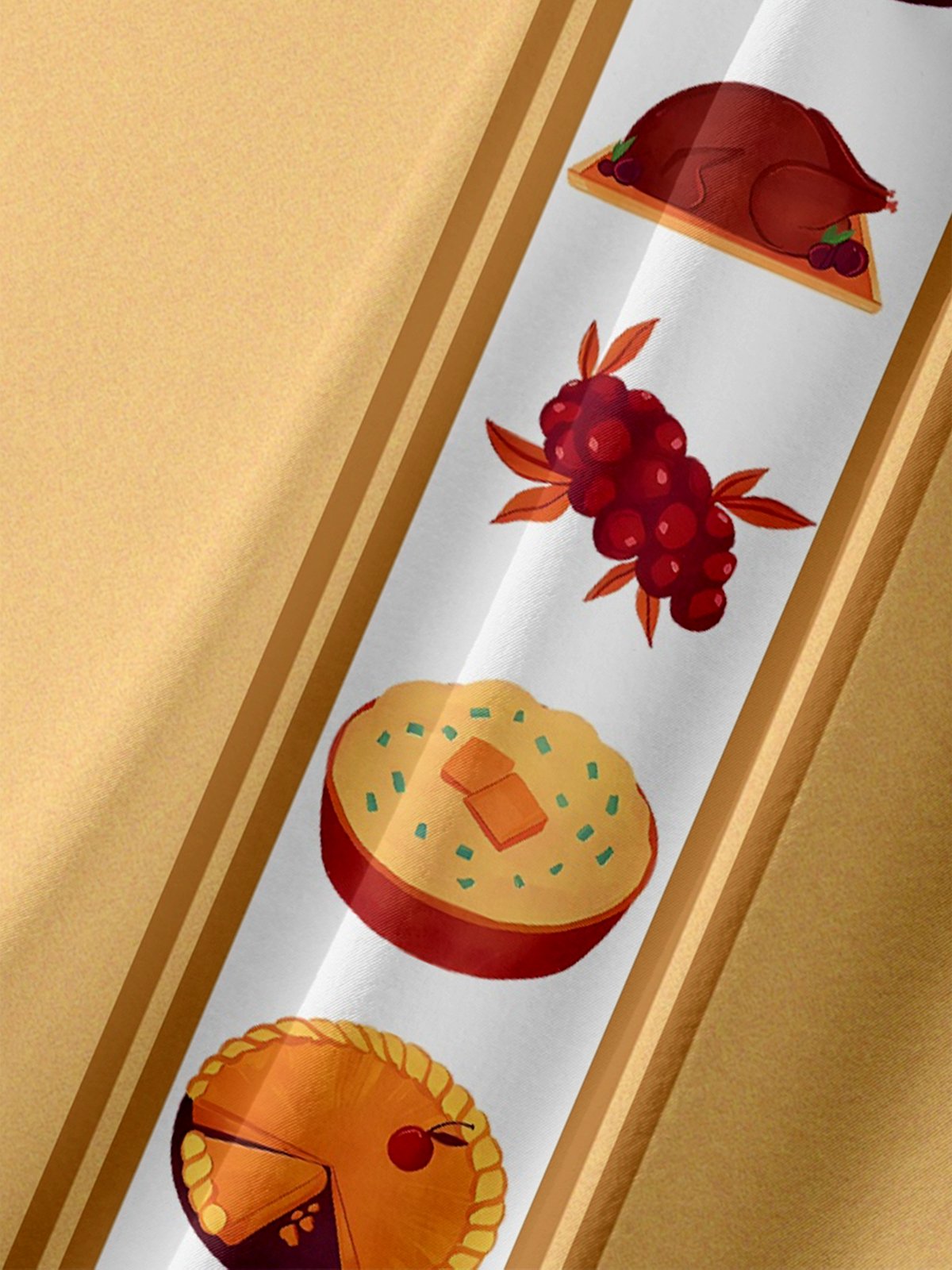 Tall Size Moisture-wicking Thanksgiving Turkey Pumpkin Chest Pocket Bowling Shirt