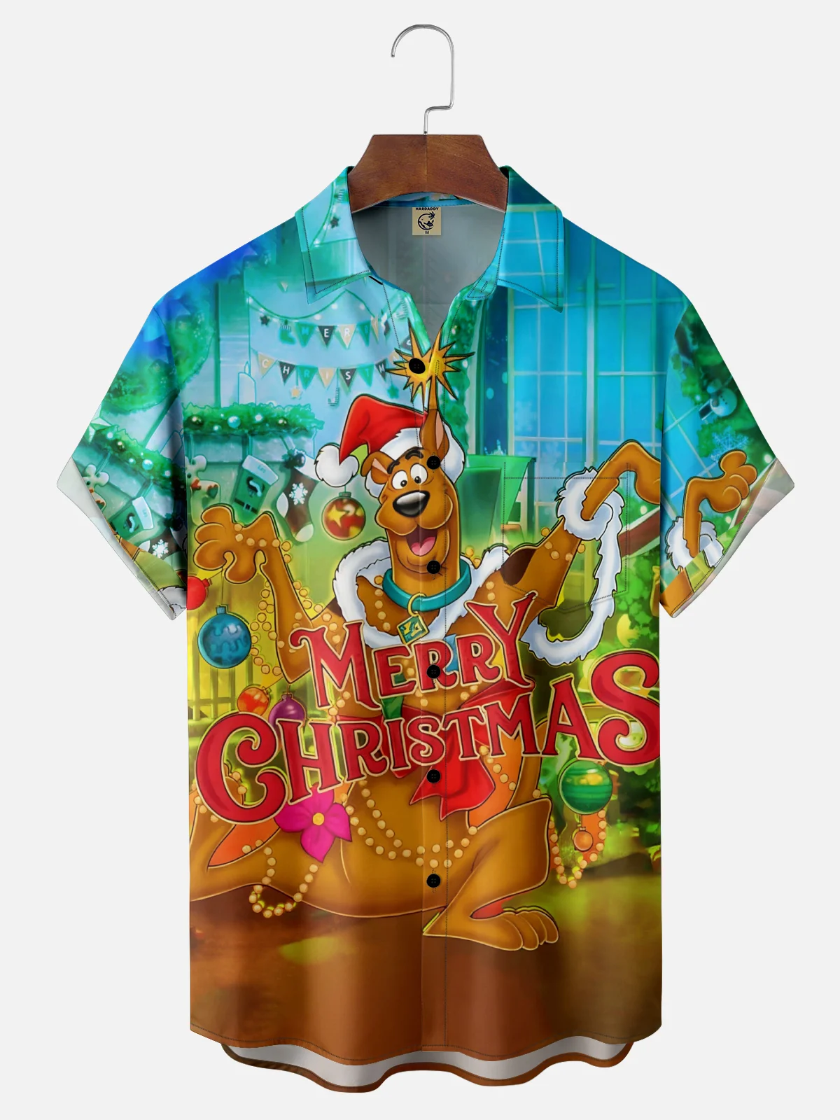 Moisture Wicking Merry Christmas Dog Chest Pocket Hawaiian Shirt