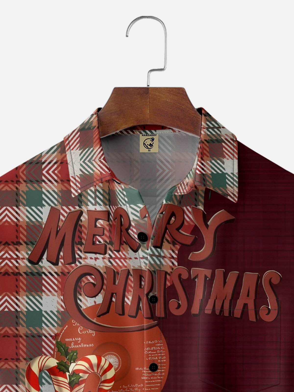 Moisture-wicking Christmas Candy Cane Plaid Chest Pocket Casual Shirt
