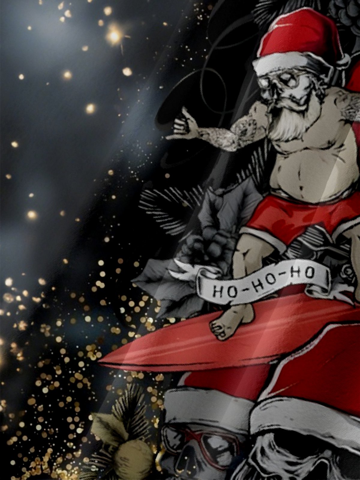 Moisture-wicking Christmas Santa Claus Motorcycle Chest Pocket Casual Shirt