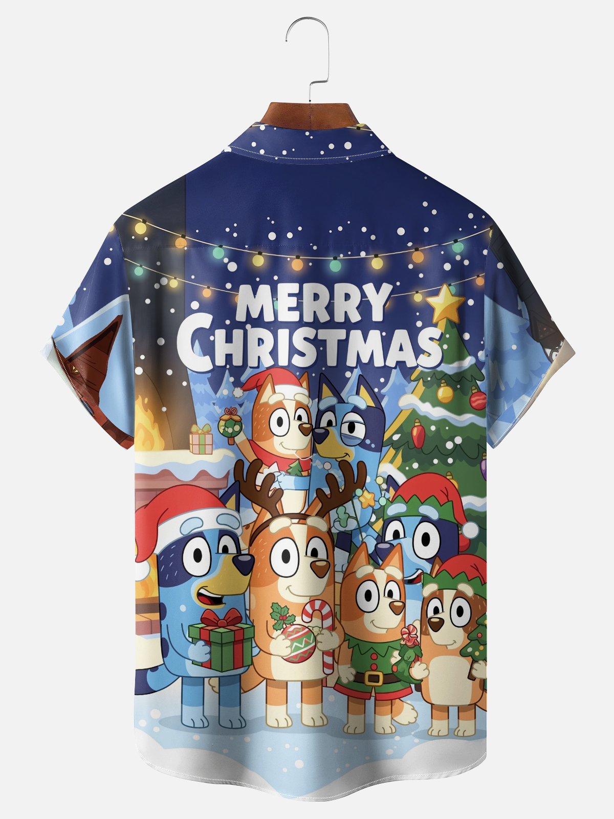 Moisture-wicking Christmas Tree Dog Cartoon Chest Pocket Casual Shirt