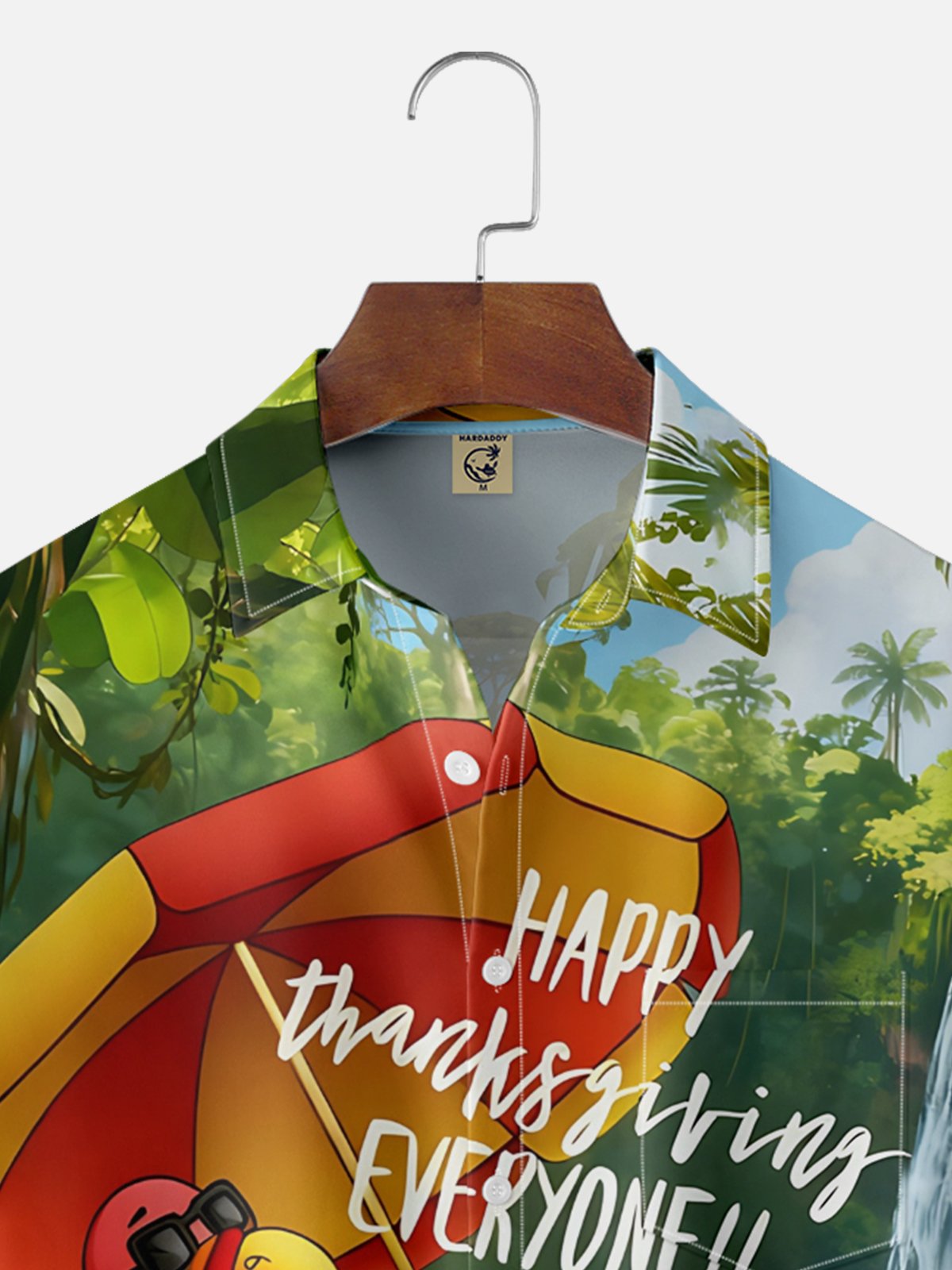 Moisture Wicking Thanksgiving Fun Outdoor Vacation Turkey Chest Pocket Hawaiian Shirt