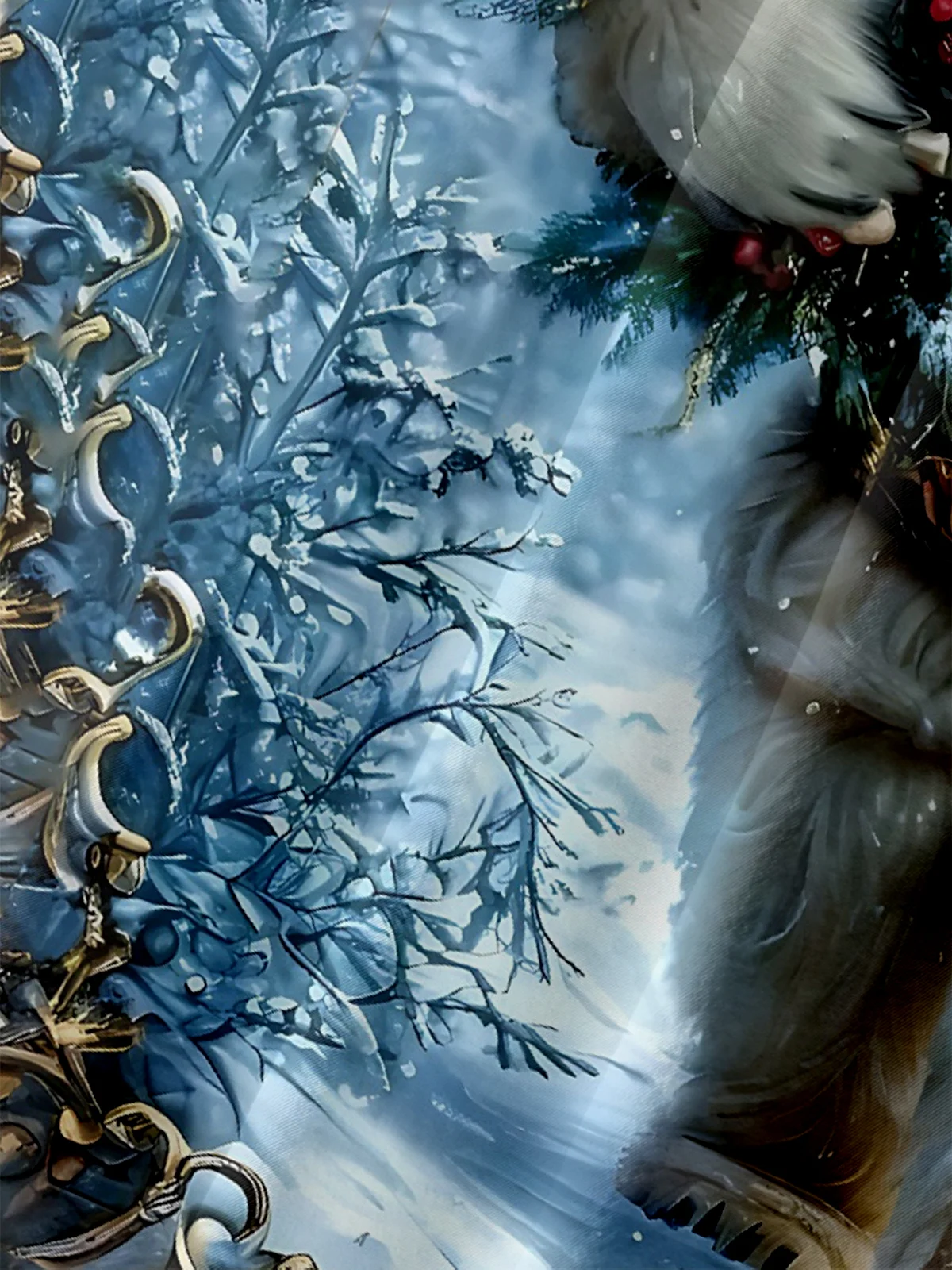 Tall Size Moisture-wicking Christmas Polar Bear Christmas Tree Funny Chest Pocket Casual Shirt