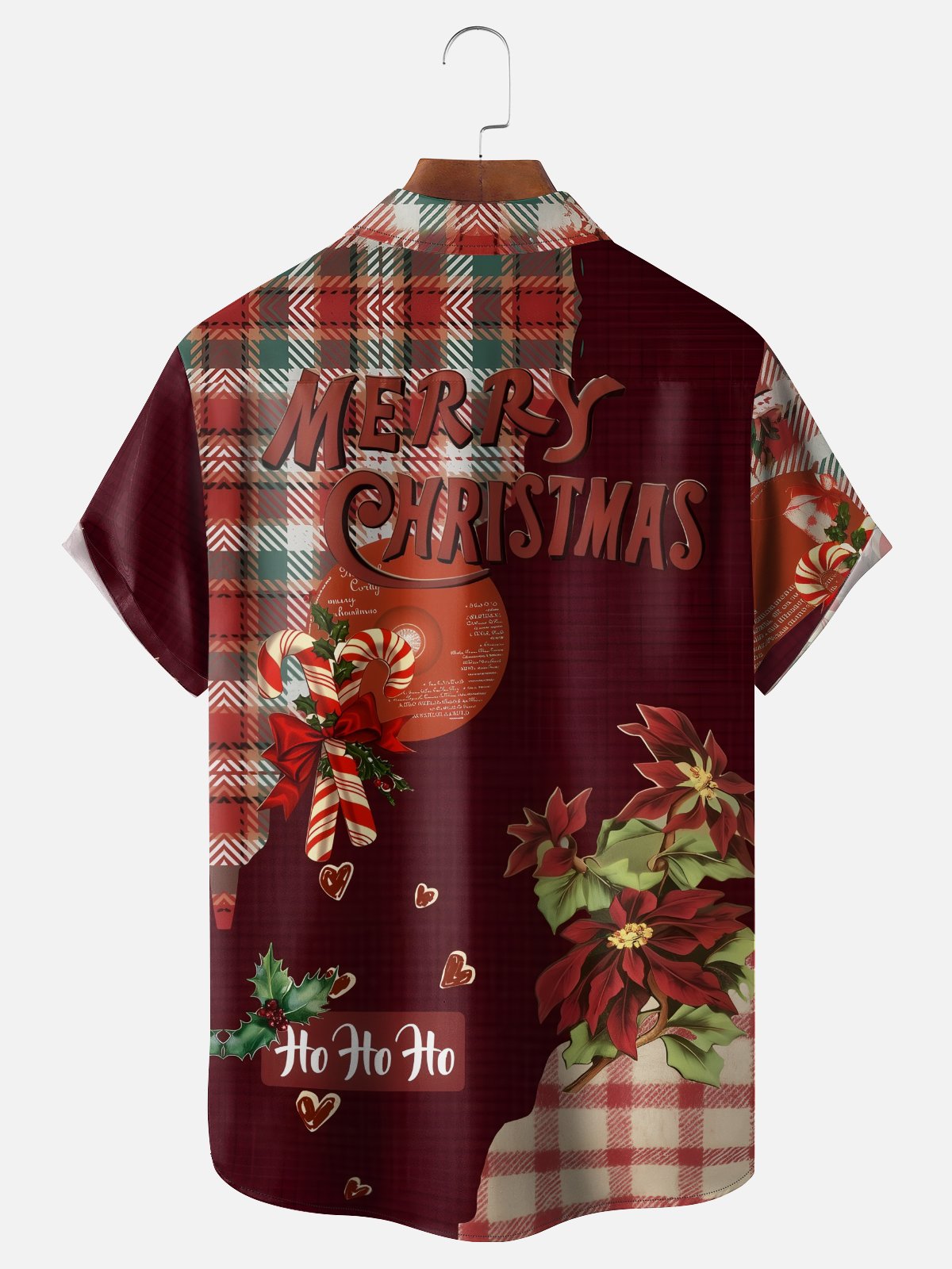 Moisture-wicking Christmas Candy Cane Plaid Chest Pocket Casual Shirt