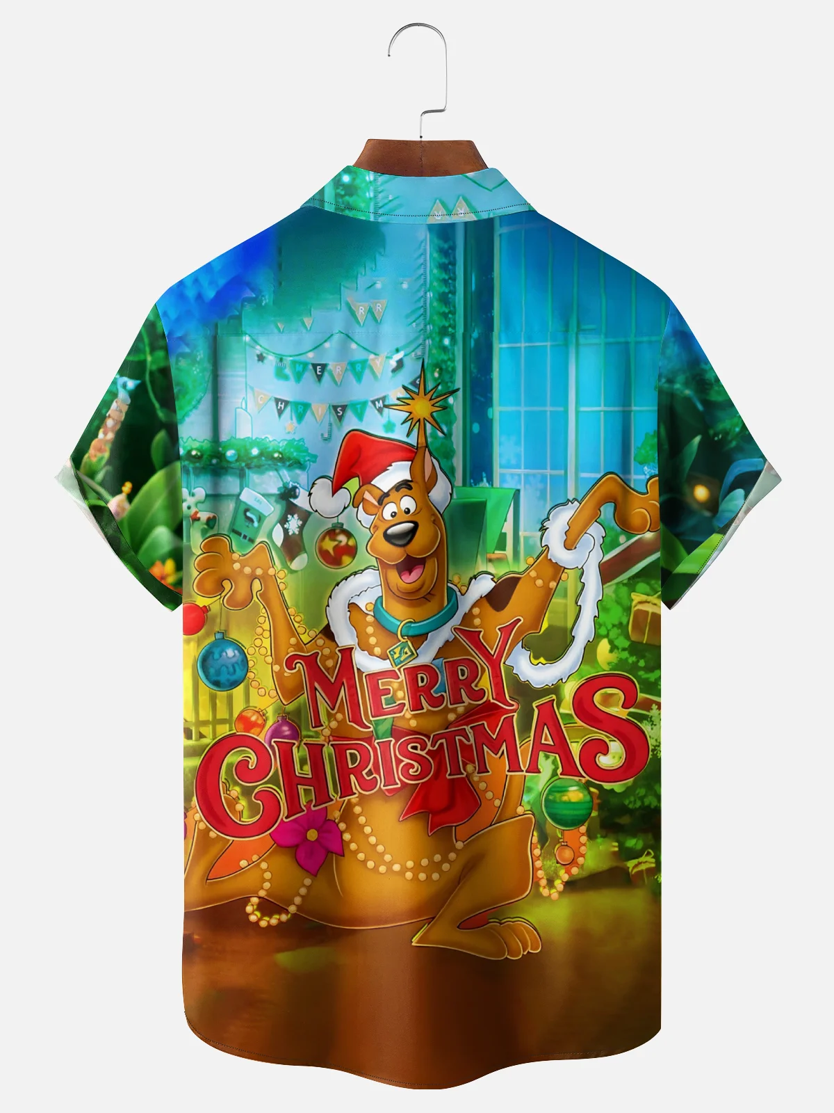 Moisture Wicking Merry Christmas Dog Chest Pocket Hawaiian Shirt