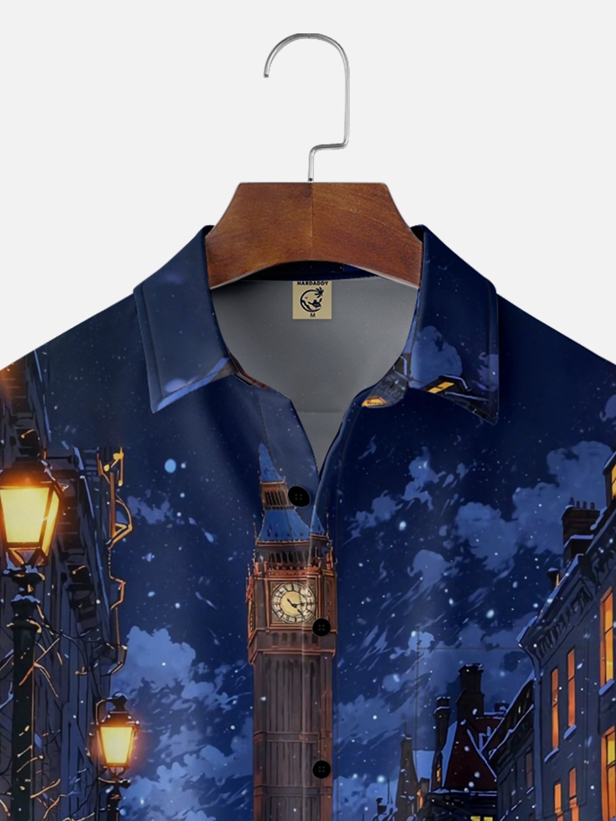 Moisture-wicking Christmas Tree Bus Clock Tower Chest Pocket Casual Shirt