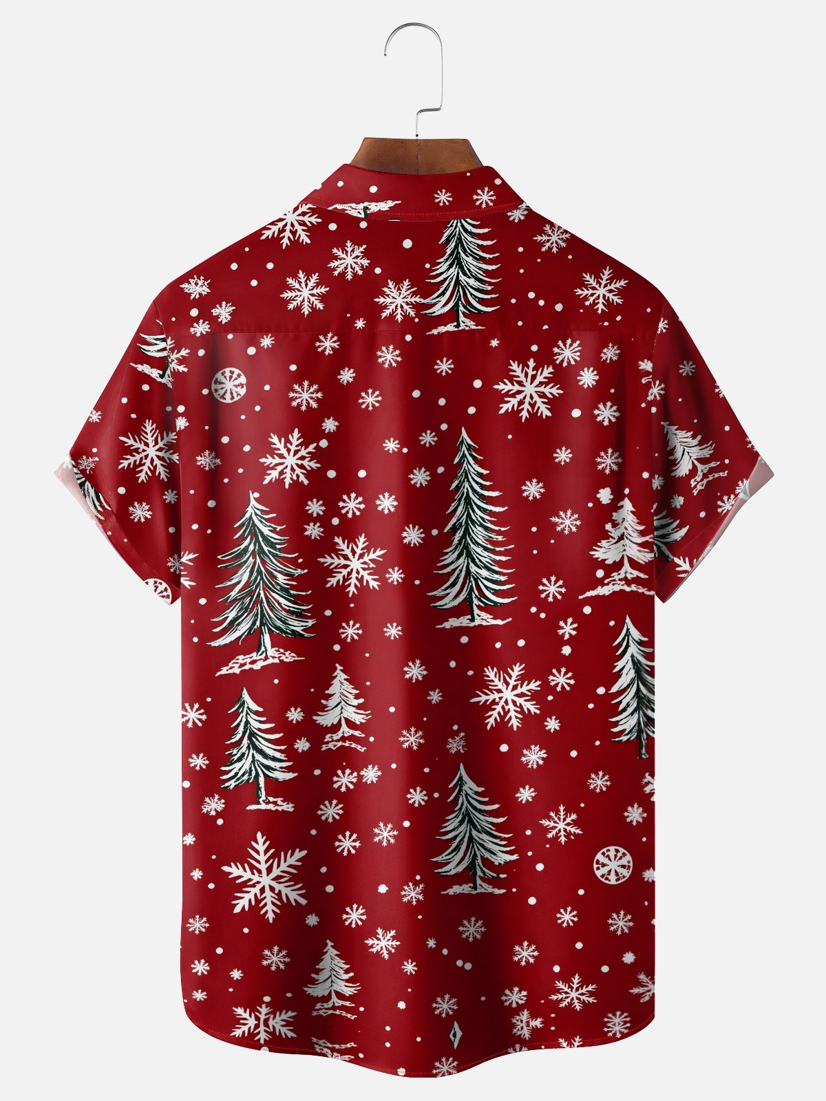 Moisture-wicking Christmas Tree Snowflake Chest Pocket Holiday Shirt