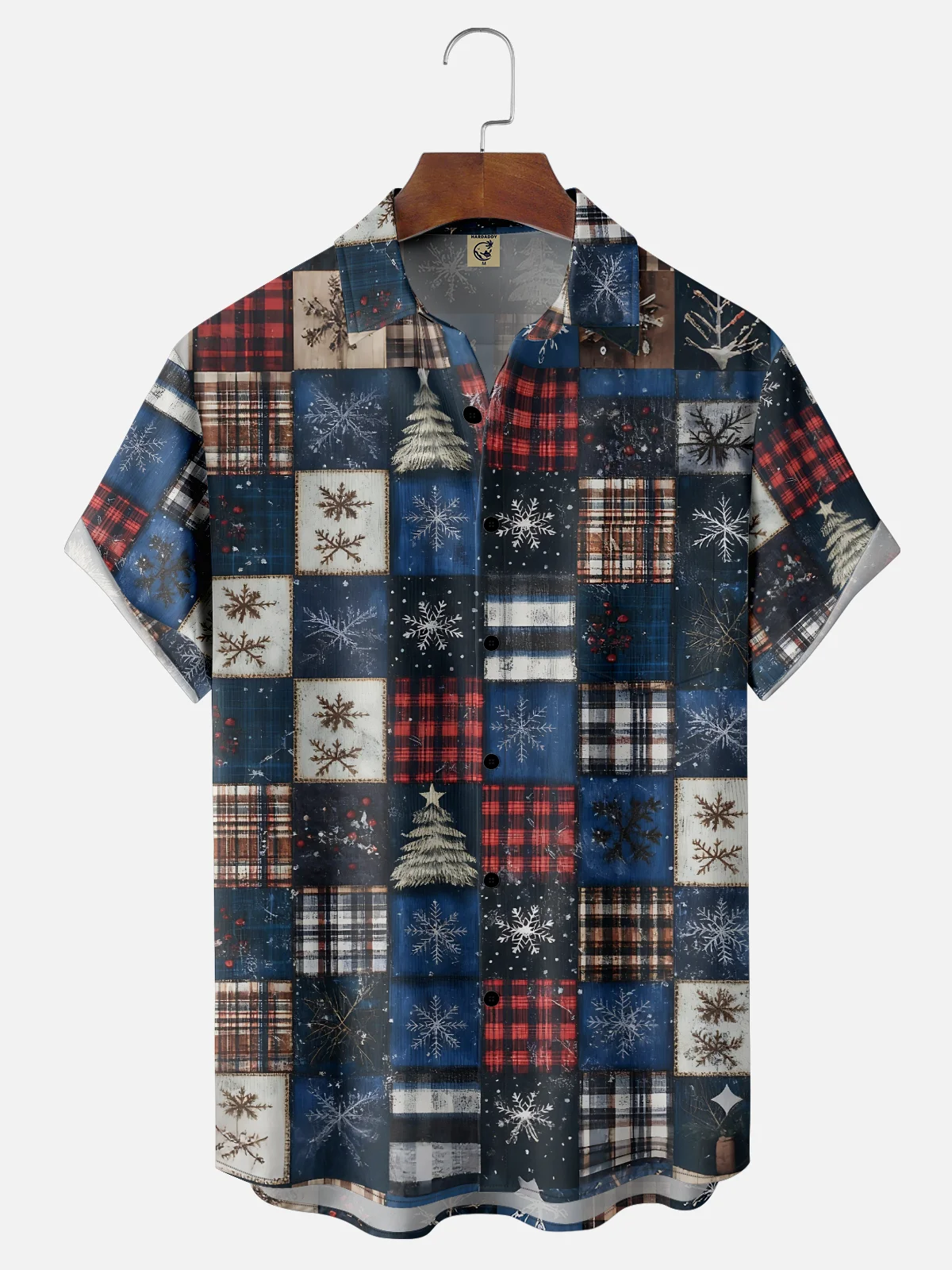 Moisture-wicking Christmas Patchwork Chest Pocket Casual Shirt