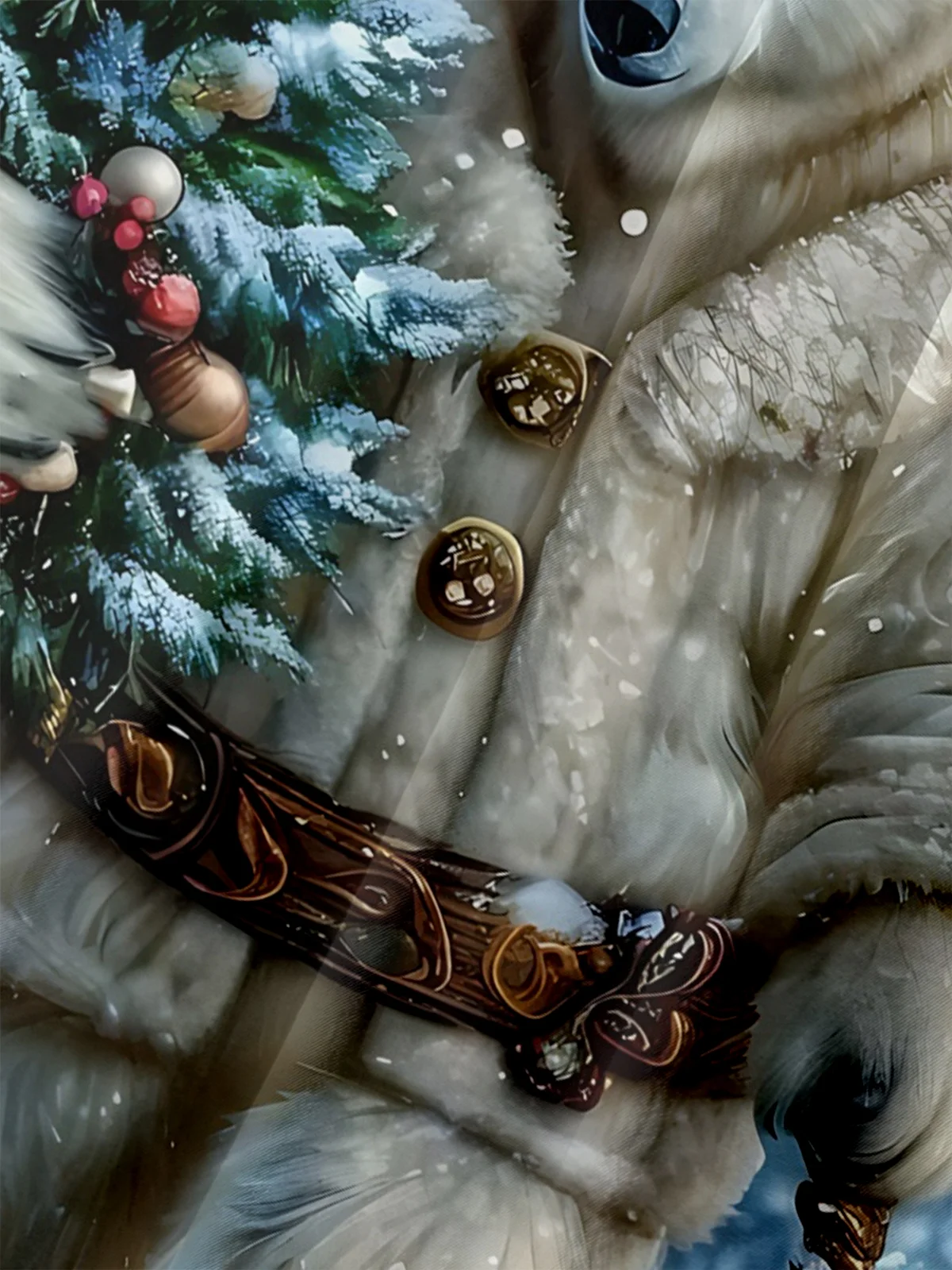 Big Size Moisture-wicking Christmas Polar Bear Christmas Tree Funny Chest Pocket Casual Shirt