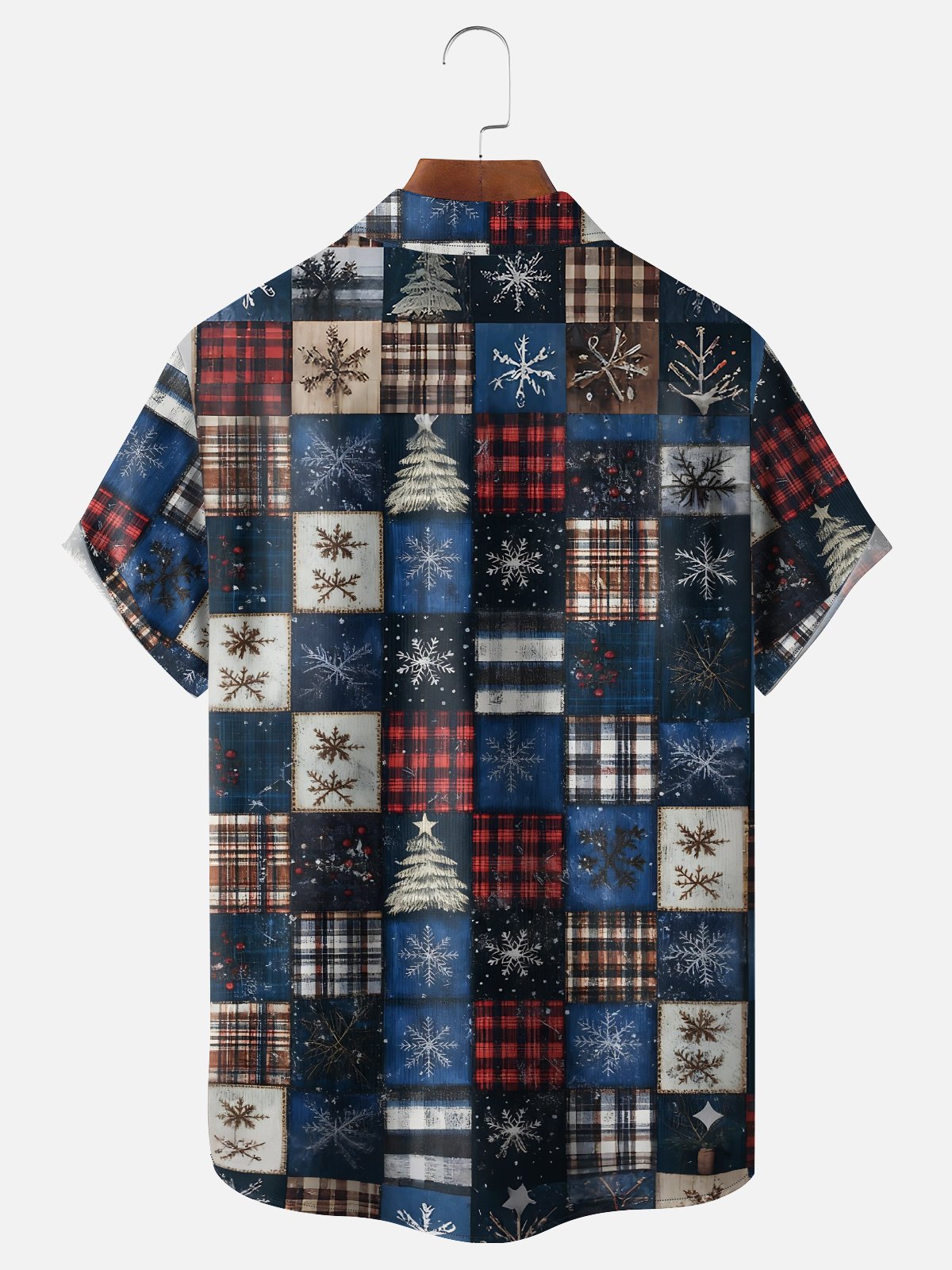 Moisture-wicking Christmas Patchwork Chest Pocket Casual Shirt