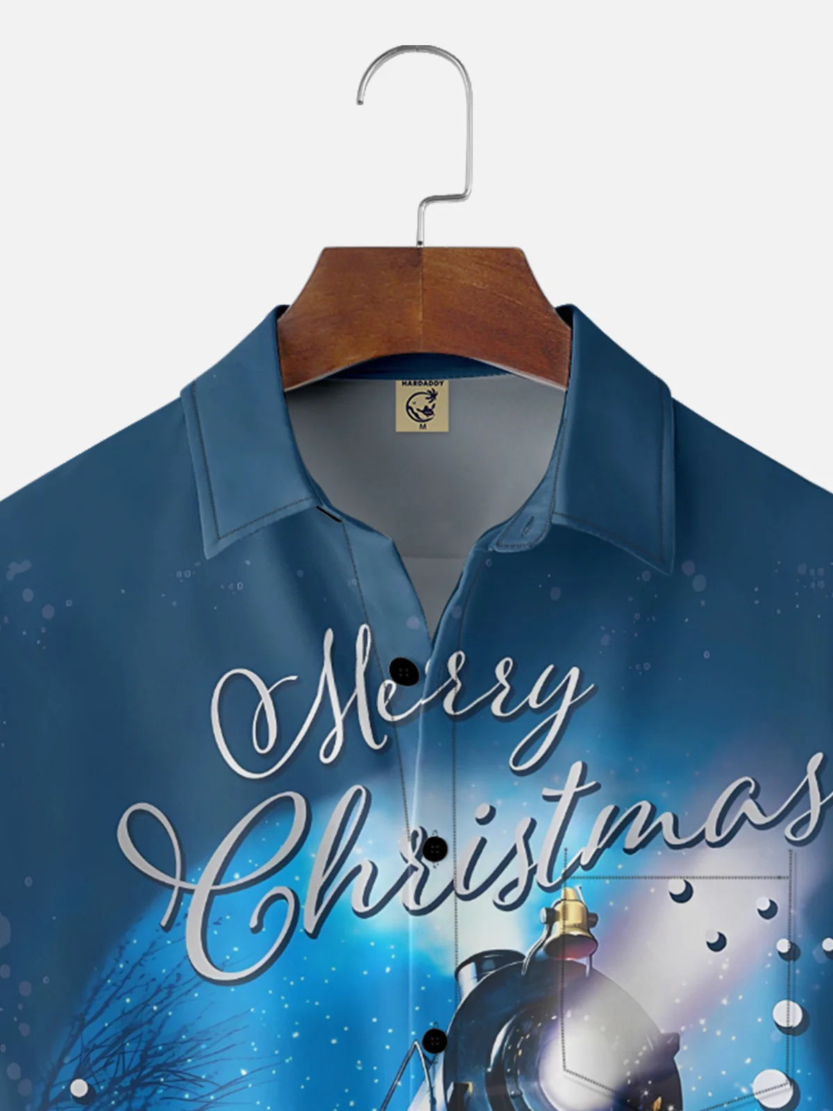 Moisture-wicking Christmas Train Ticket Pine Cone Chest Pocket Casual Shirt