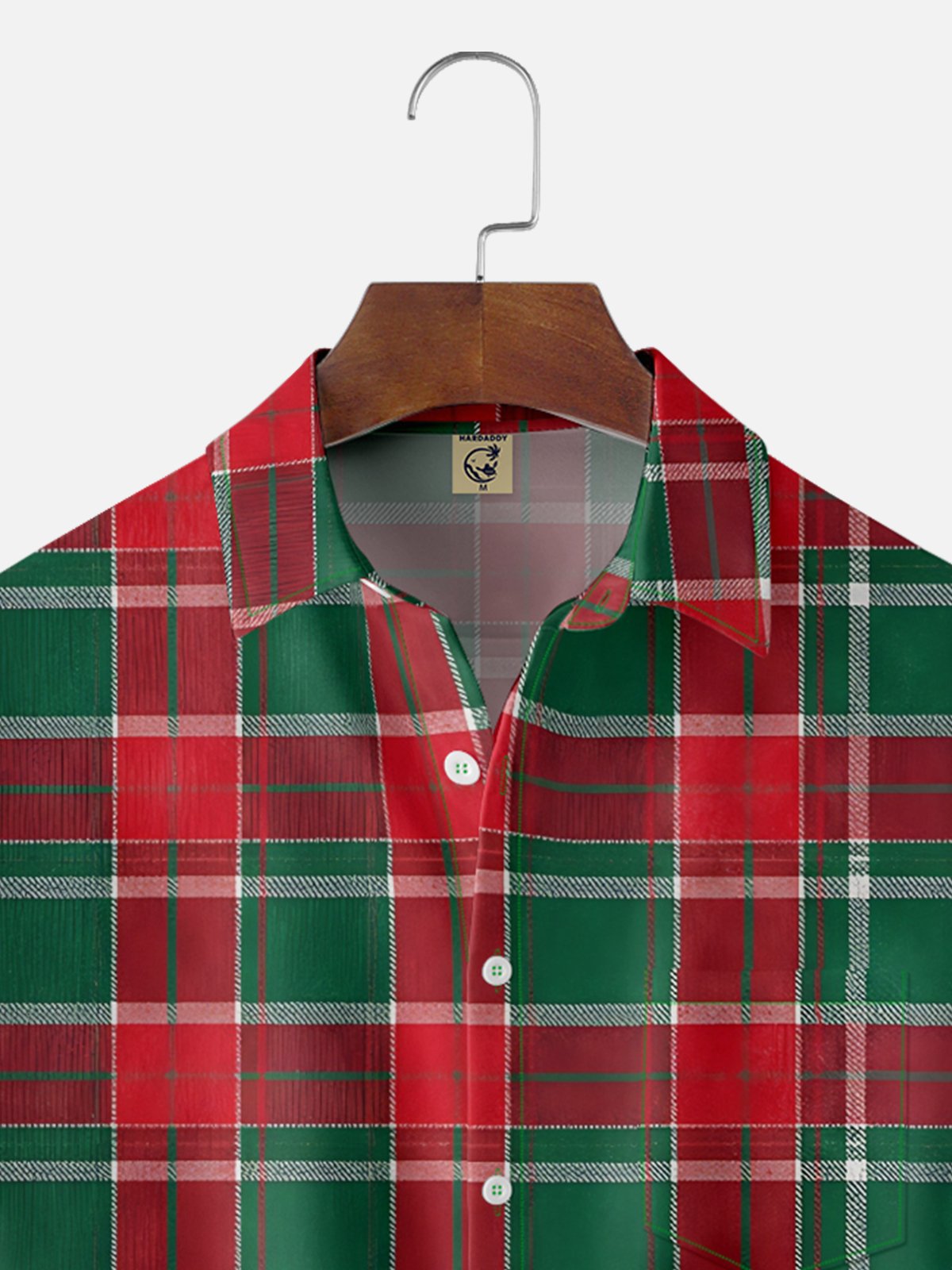 Moisture-wicking Christmas Plaid Chest Pocket Casual Shirt