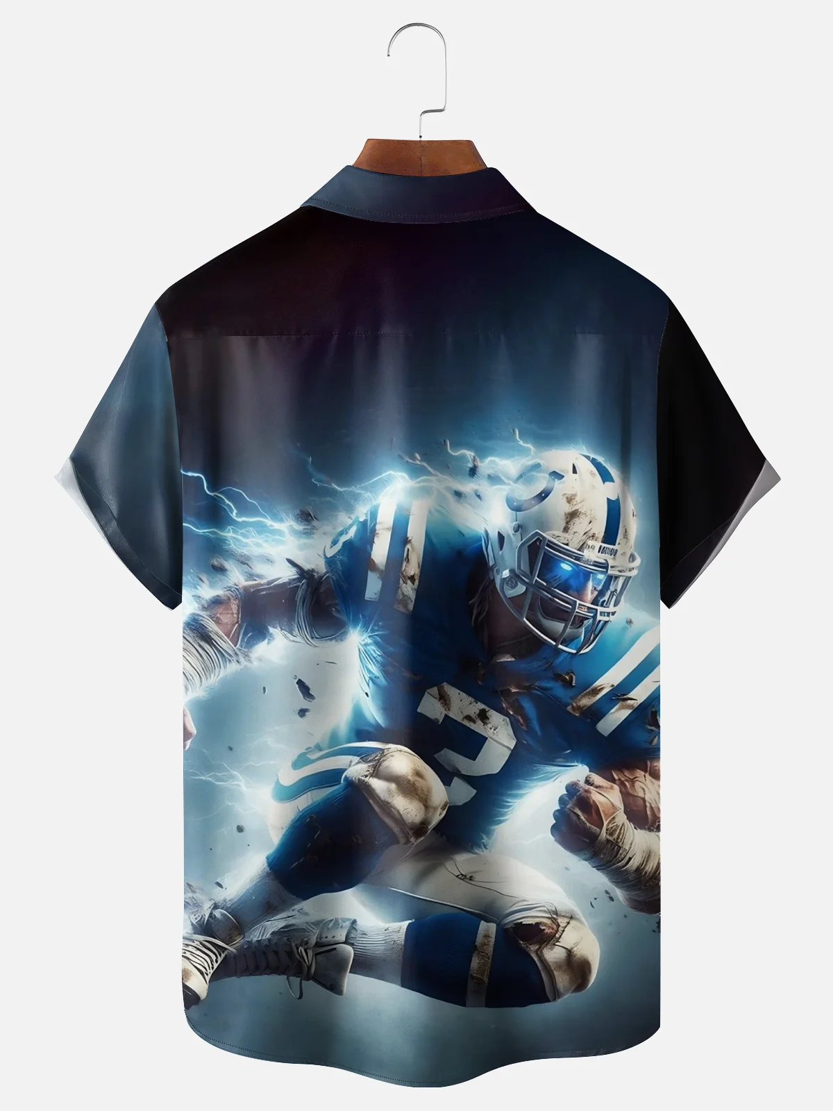 Moisture-wicking American Football Polis Art Pony Chest Pocket Casual Shirt