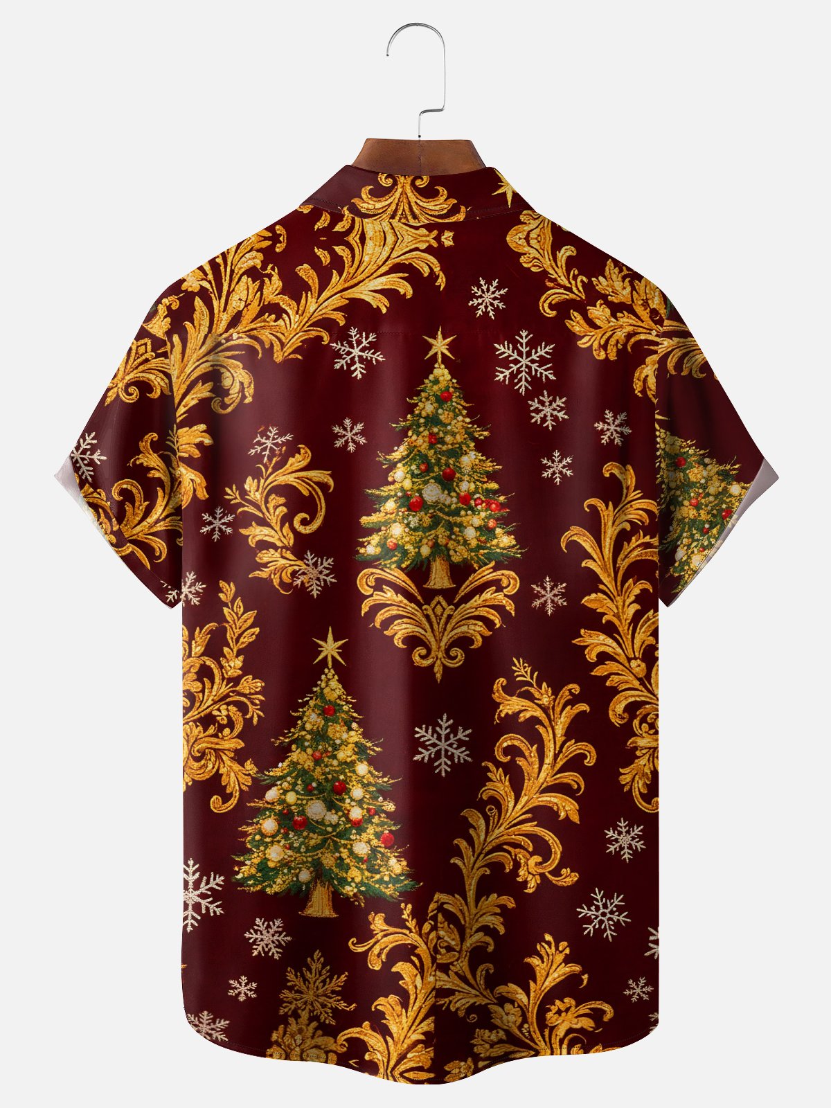 Moisture-wicking Christmas Tree Chest Pocket Casual Shirt