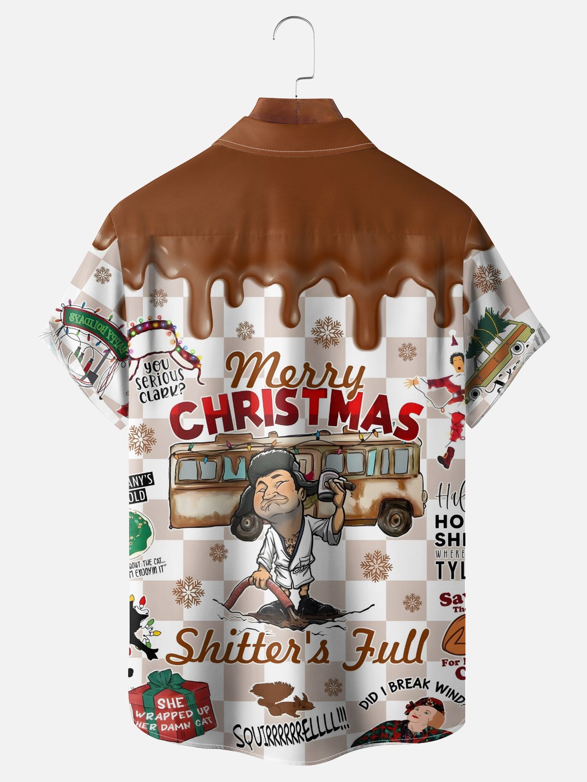 Moisture Wicking Crazy Christmas Vacation Eddie Chest Pocket Hawaiian Shirt