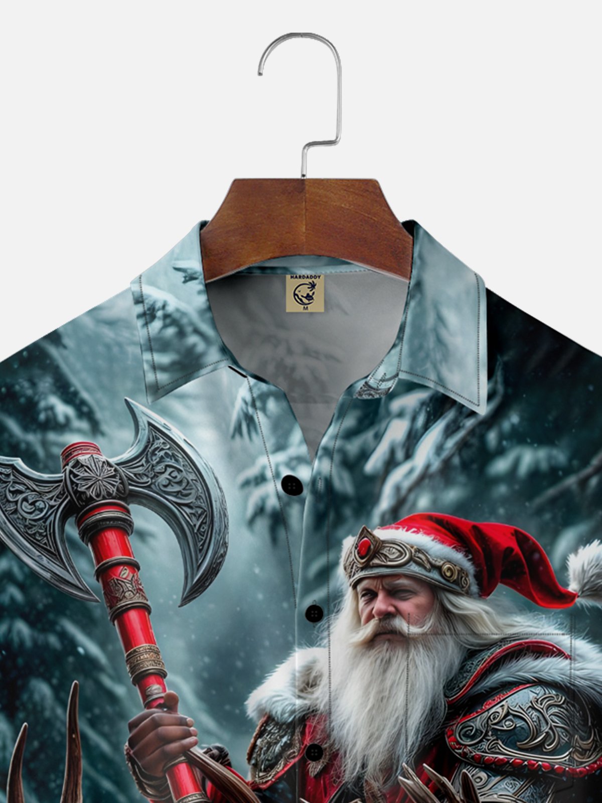 Moisture-wicking Christmas Santa Claus Elk Axe Chest Pocket Casual Shirt