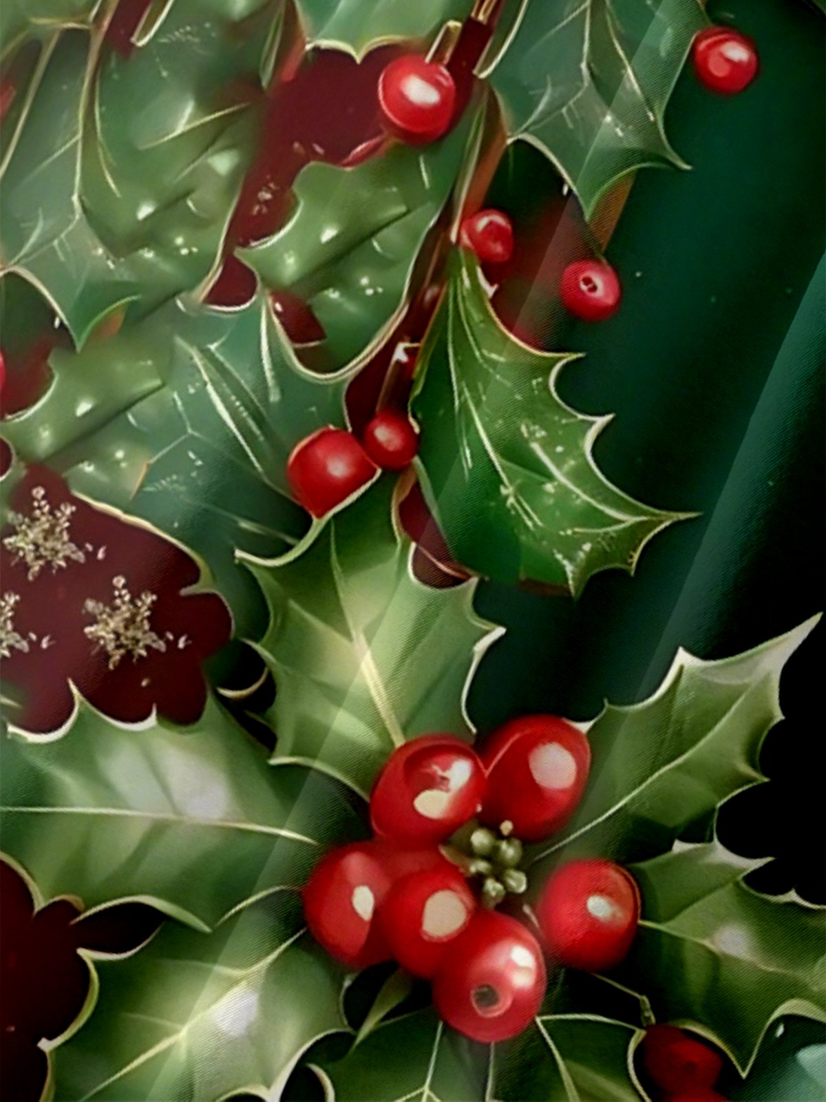 Moisture-wicking Christmas Art Christmas Tree With Red Berries Chest Pocket Bowling Shirt