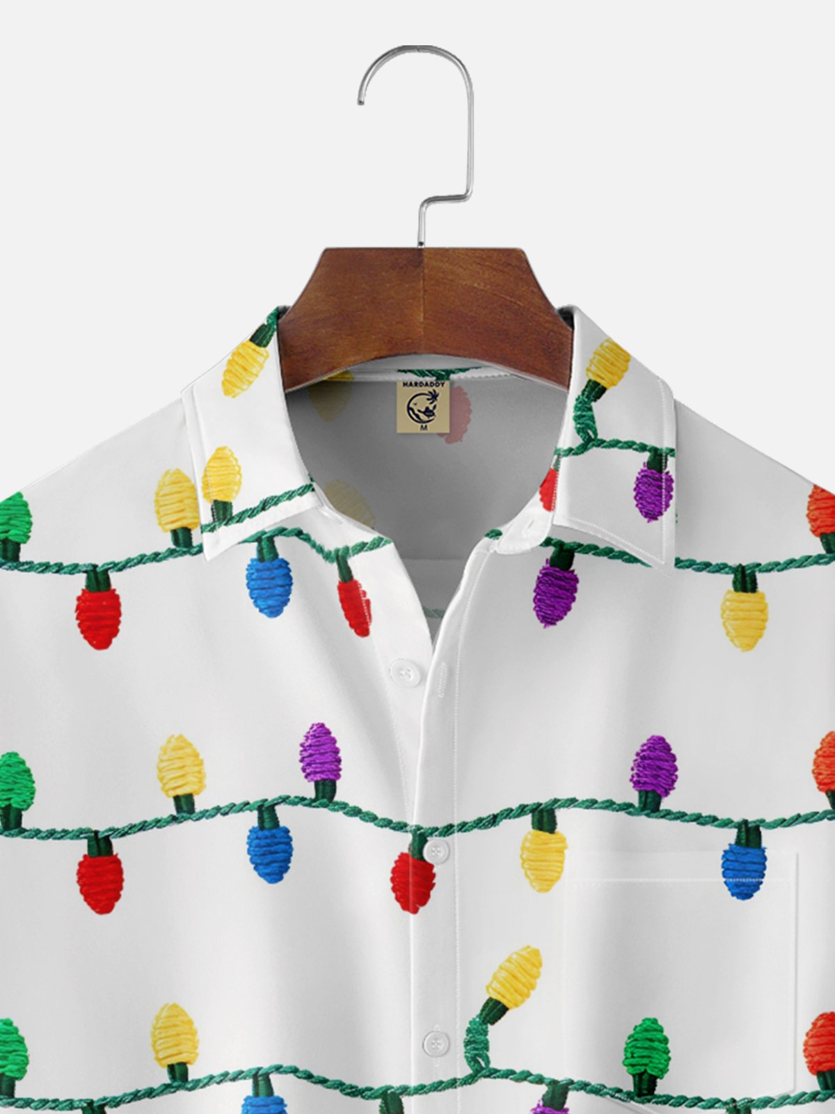 Moisture-wicking Christmas Lighting Chest Pocket Holiday Shirt