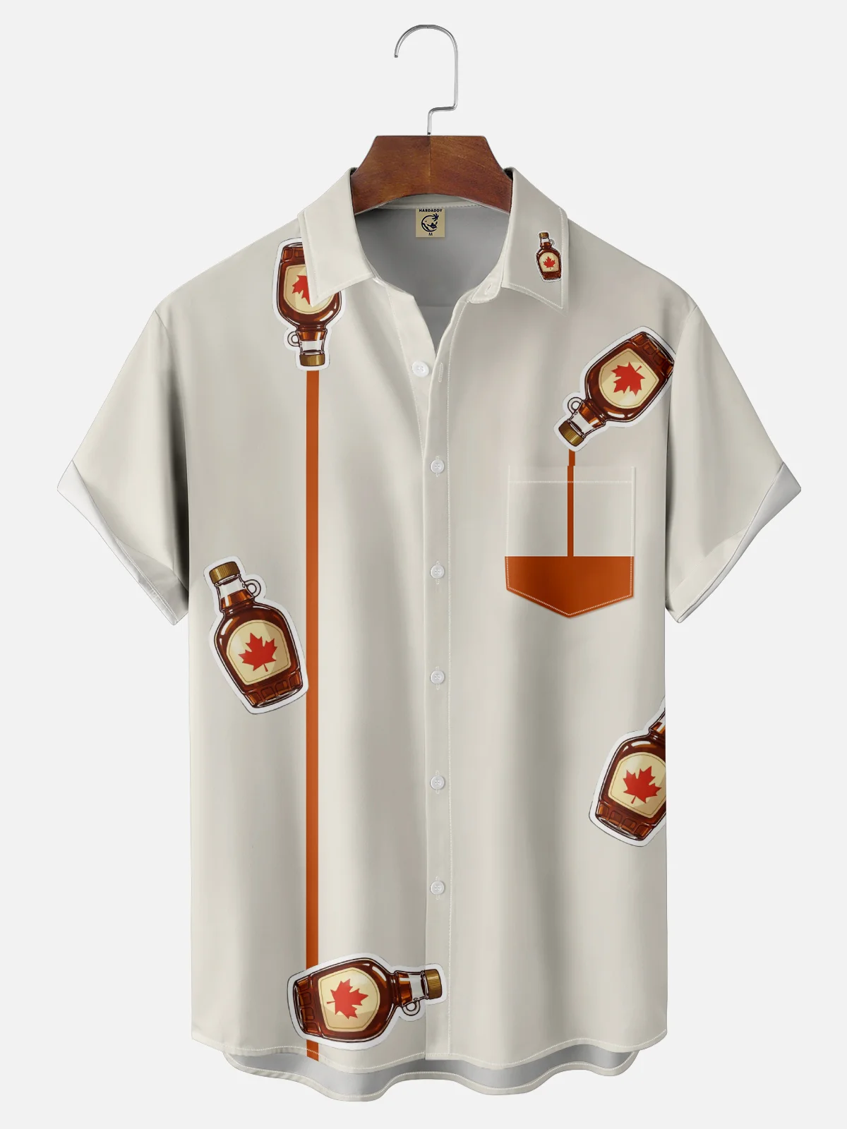 Moisture-wicking Canadian Maple Syrup Fun Chest Pocket Bowling Shirt