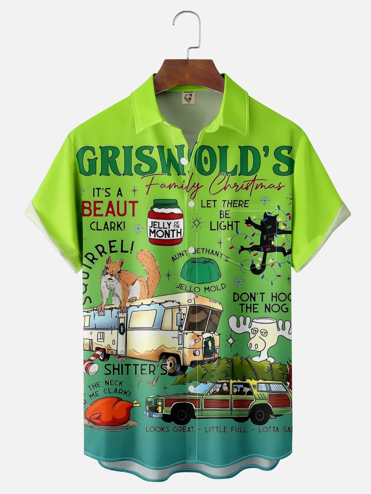 Moisture Wicking Christmas Griswold Chest Pocket Hawaiian Shirt