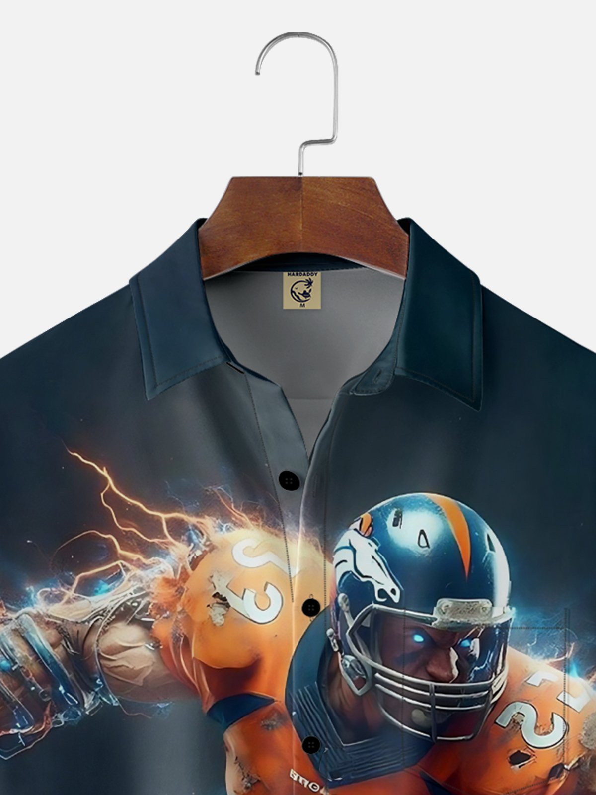 Moisture-wicking, American Football Denver Art Mustang Chest Pocket Casual Shirt