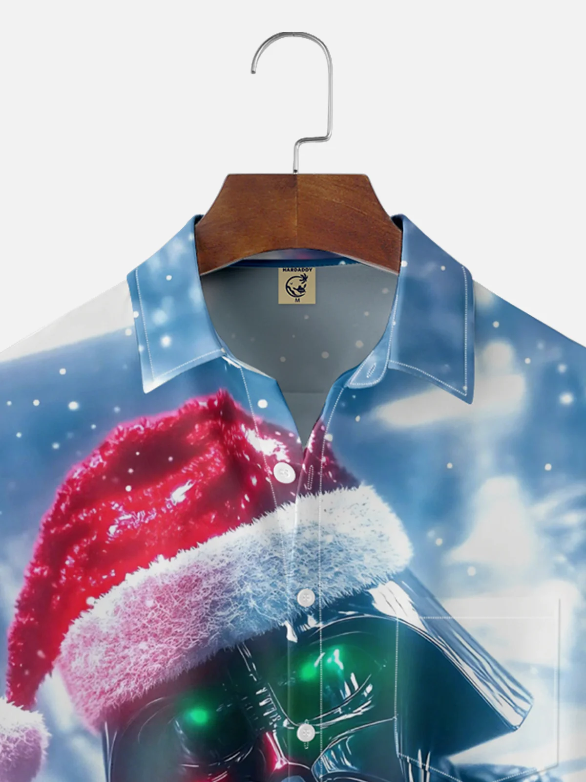 Moisture-wicking Christmas Santa Hat Star Art Chest Pocket Casual Shirt