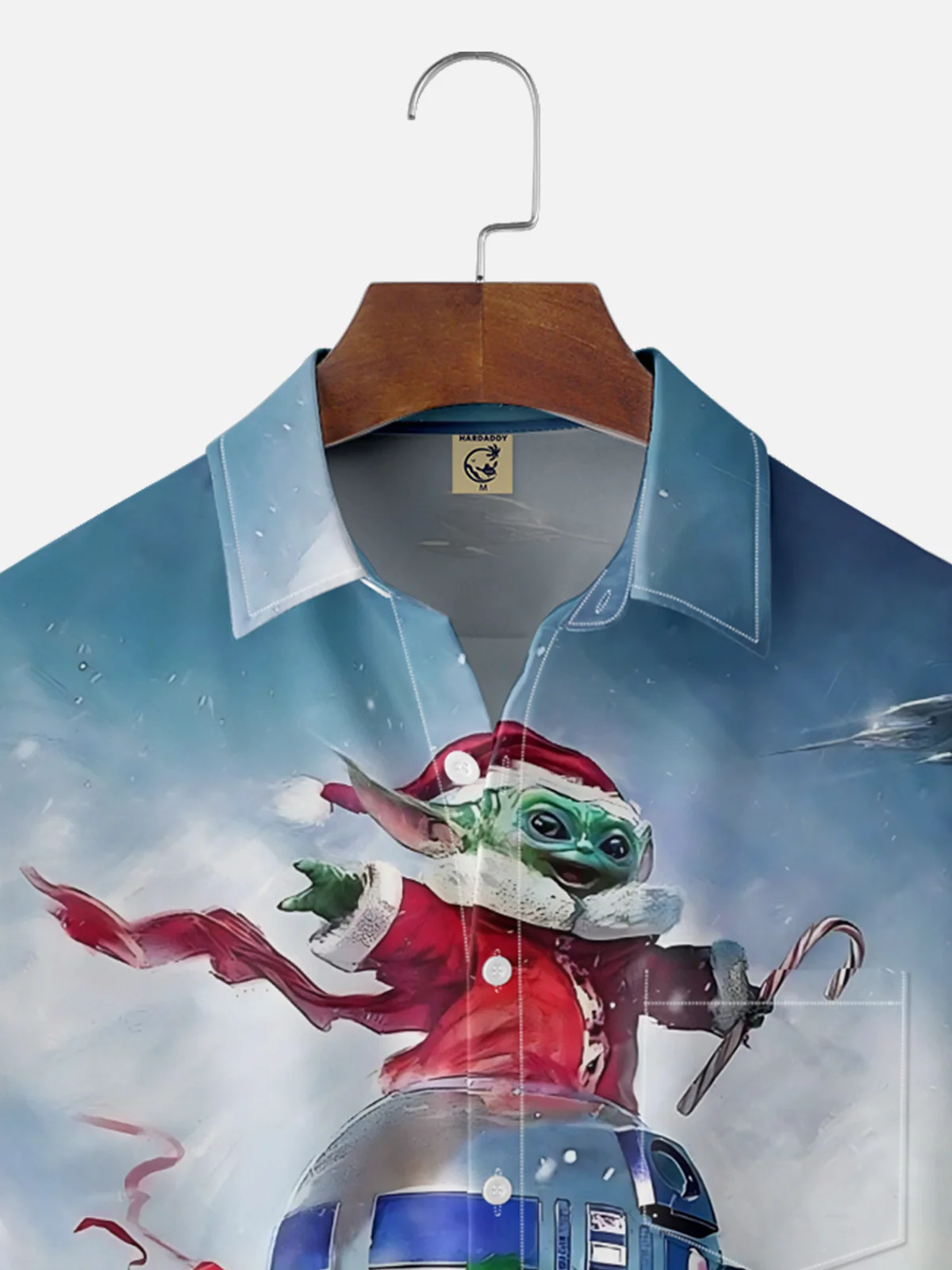 Moisture-wicking Christmas Santa Hat Star Chest Pocket Casual Shirt