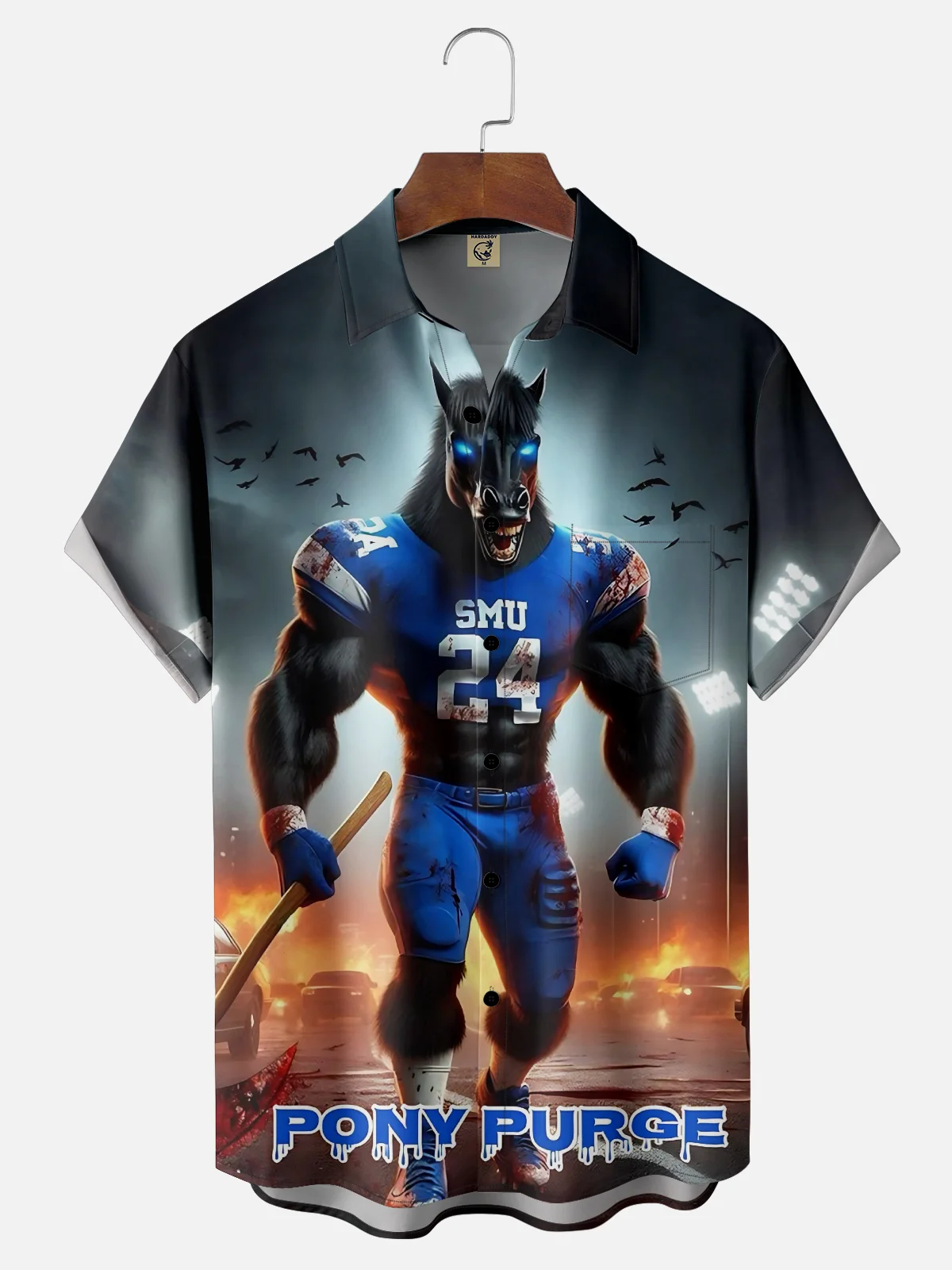 Moisture-wicking American Football Indiana Art Colts Chest Pocket Casual Shirt