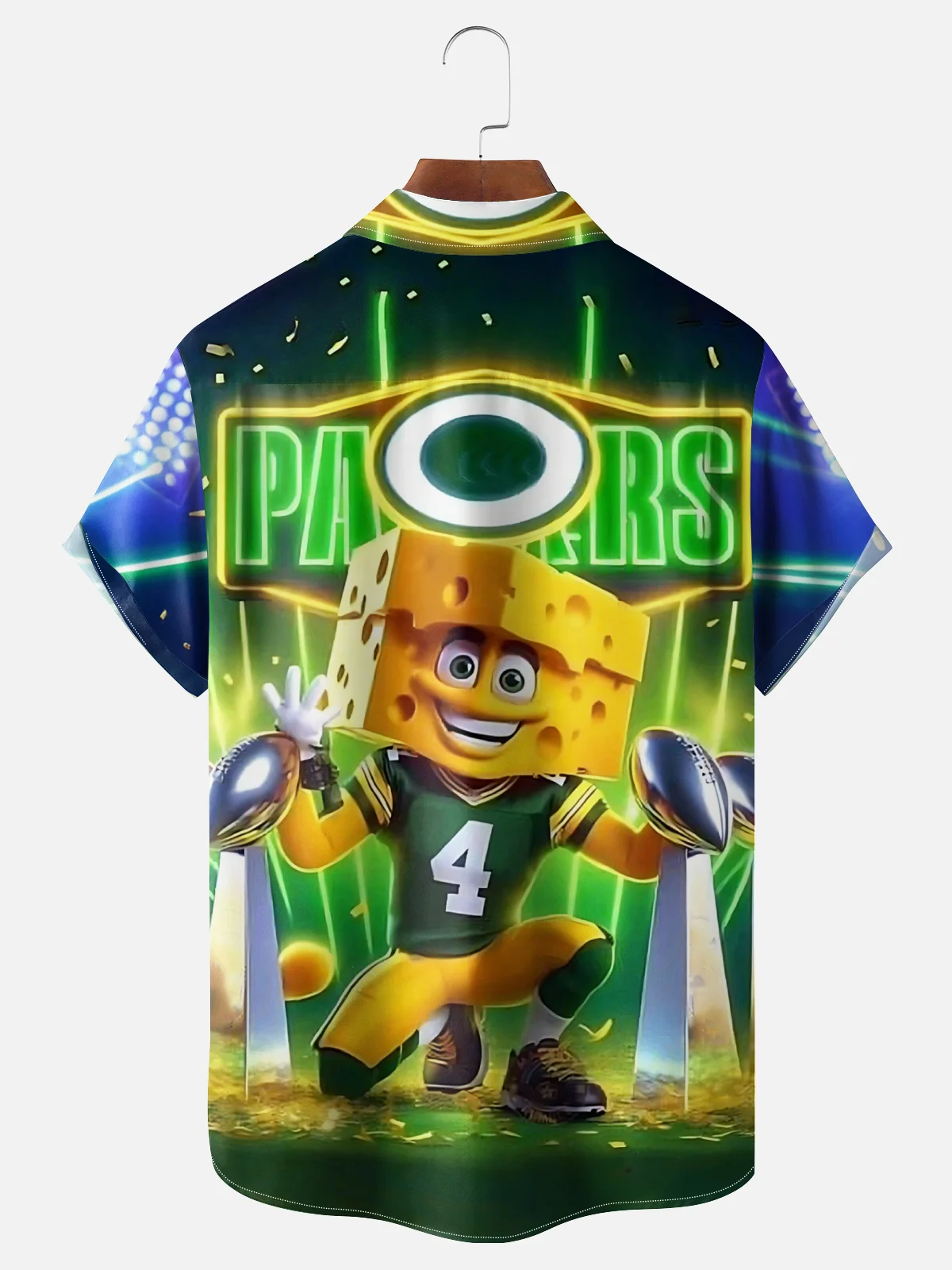 Moisture-wicking American Football Green Bay Art Packers Chest Pocket Casual Shirt