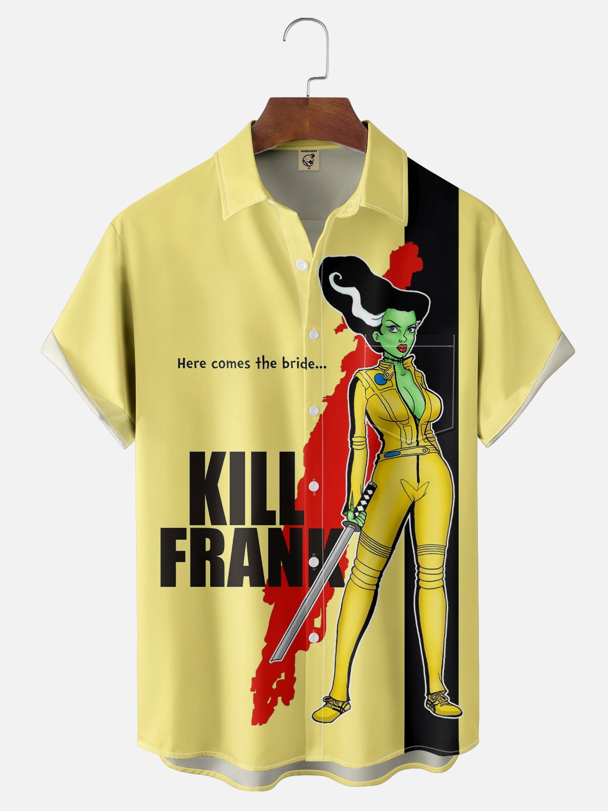 Moisture-wicking Here Comes The Bride Chest Pocket Bowling Shirt