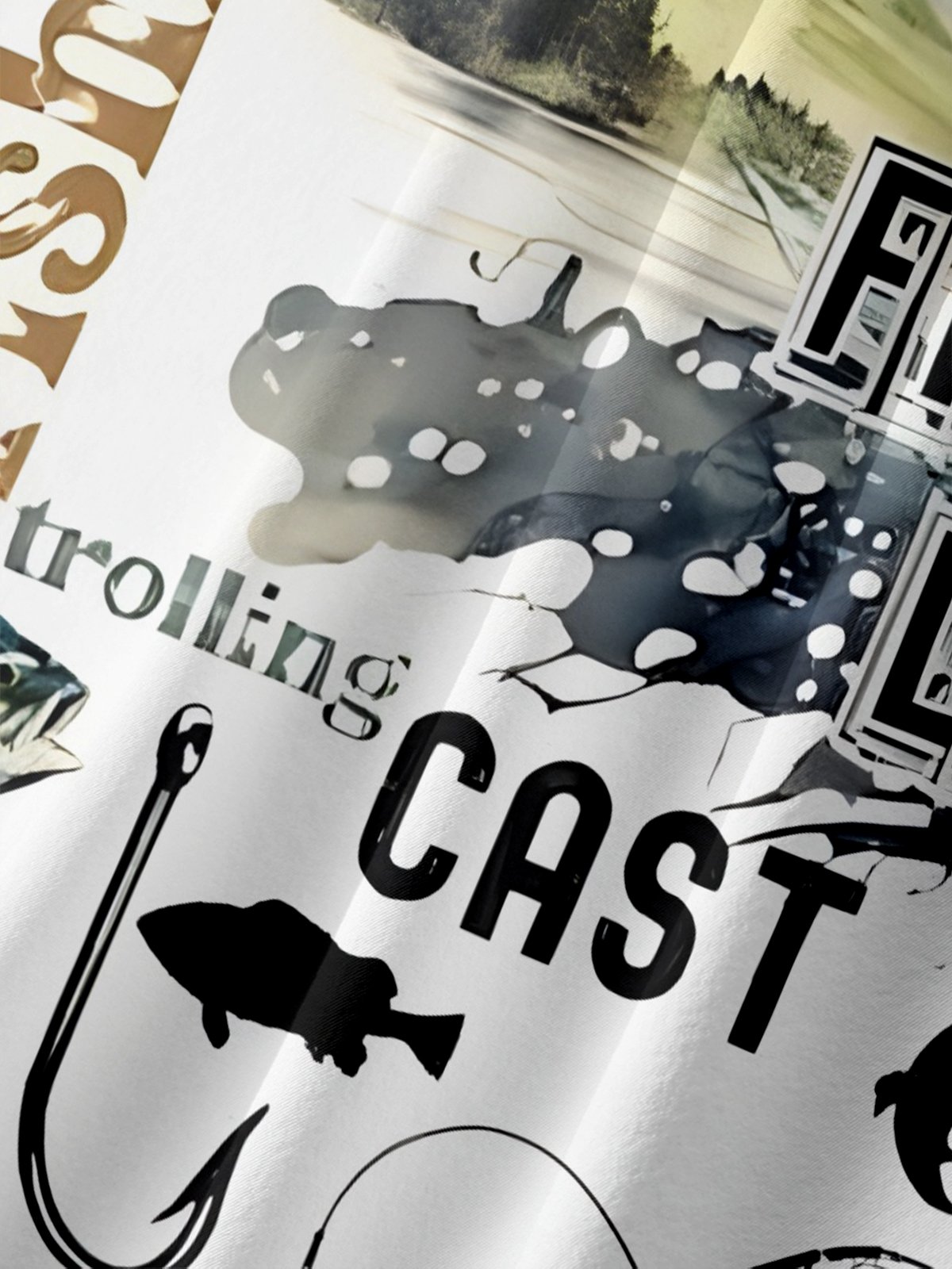 Moisture Wicking Gradient Colors Abstract Fish Flying Out of The Lake Chest Pocket Hawaiian Shirt