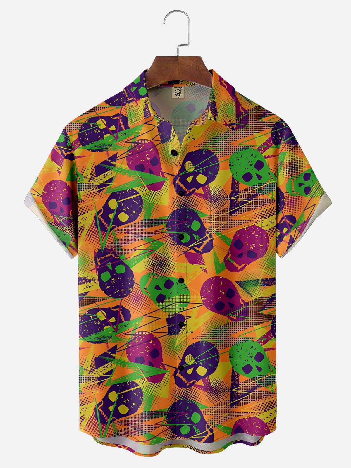 Moisture-wicking Music Festival Skull Punk Glam Rock Chest Pocket Casual Shirt